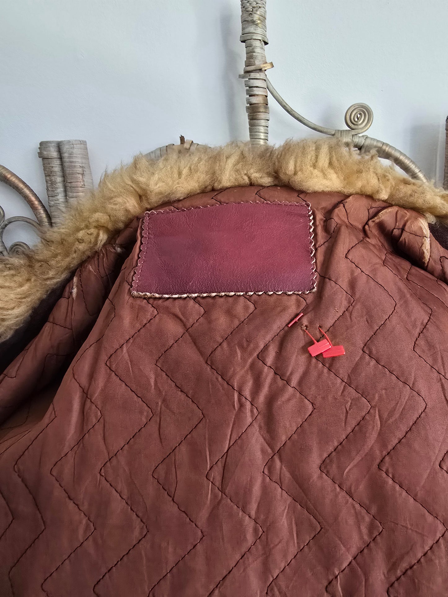 Vintage suede Sheepskin trim coat