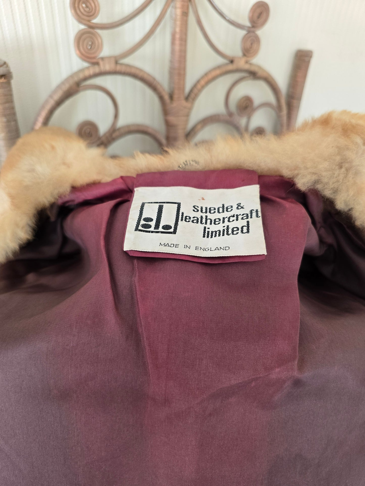 Vintage suede Sheepskin trim coat