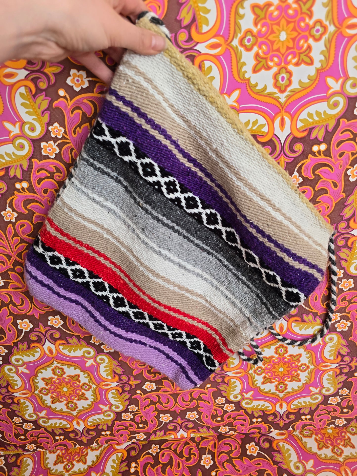 Vintage mexican blanket bag