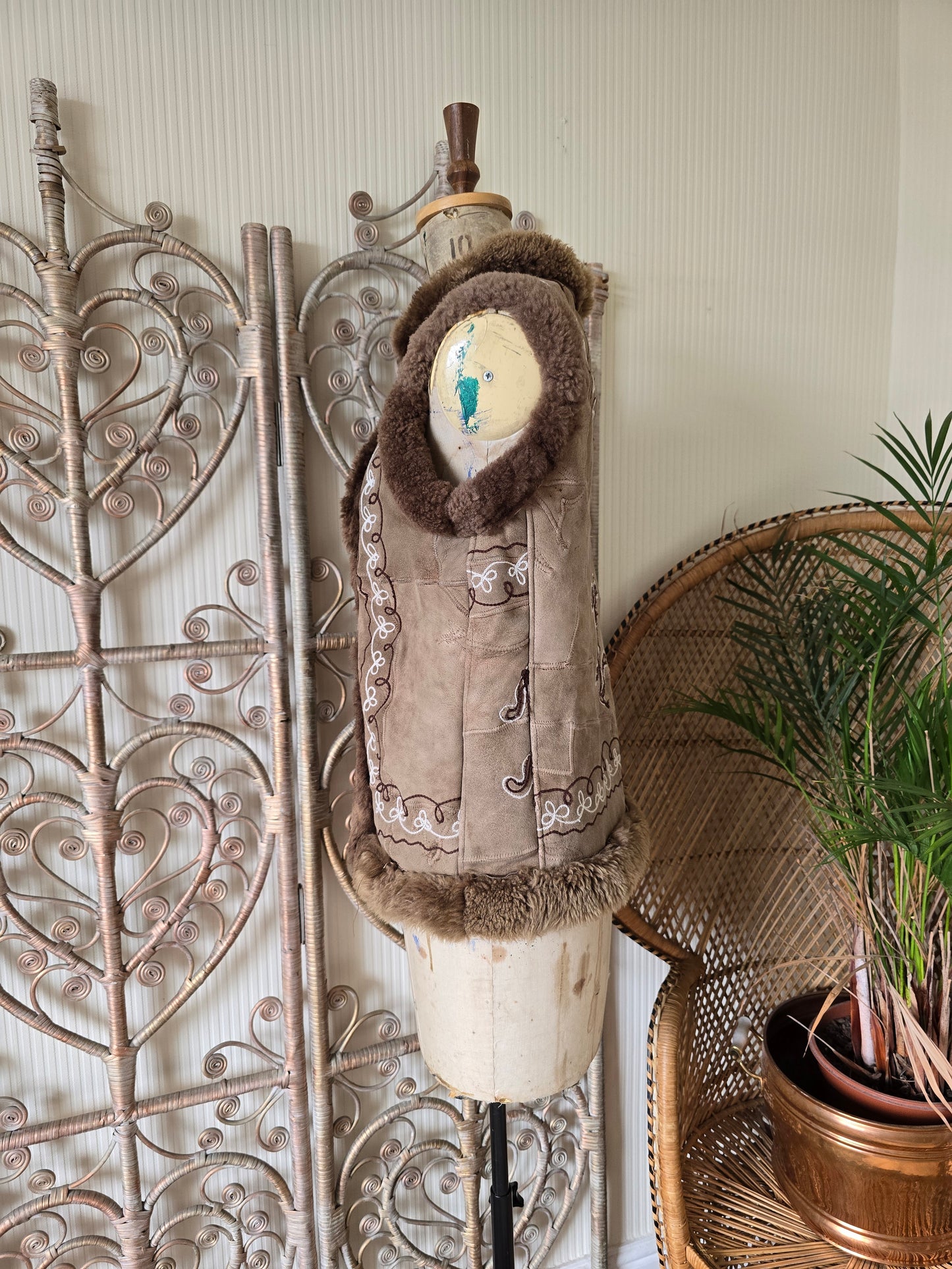 Vintage sheepskin waistcoat