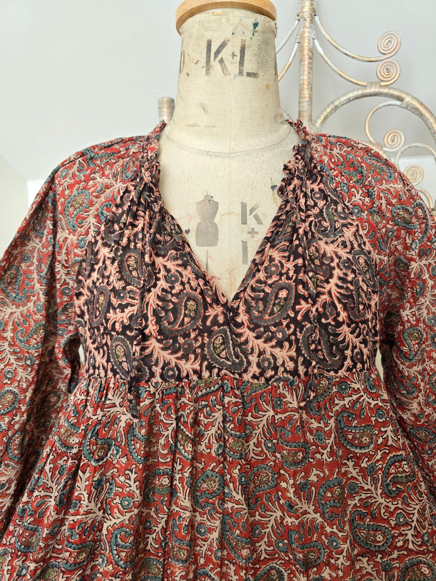 Vintage phool Indian cotton maxi dress S