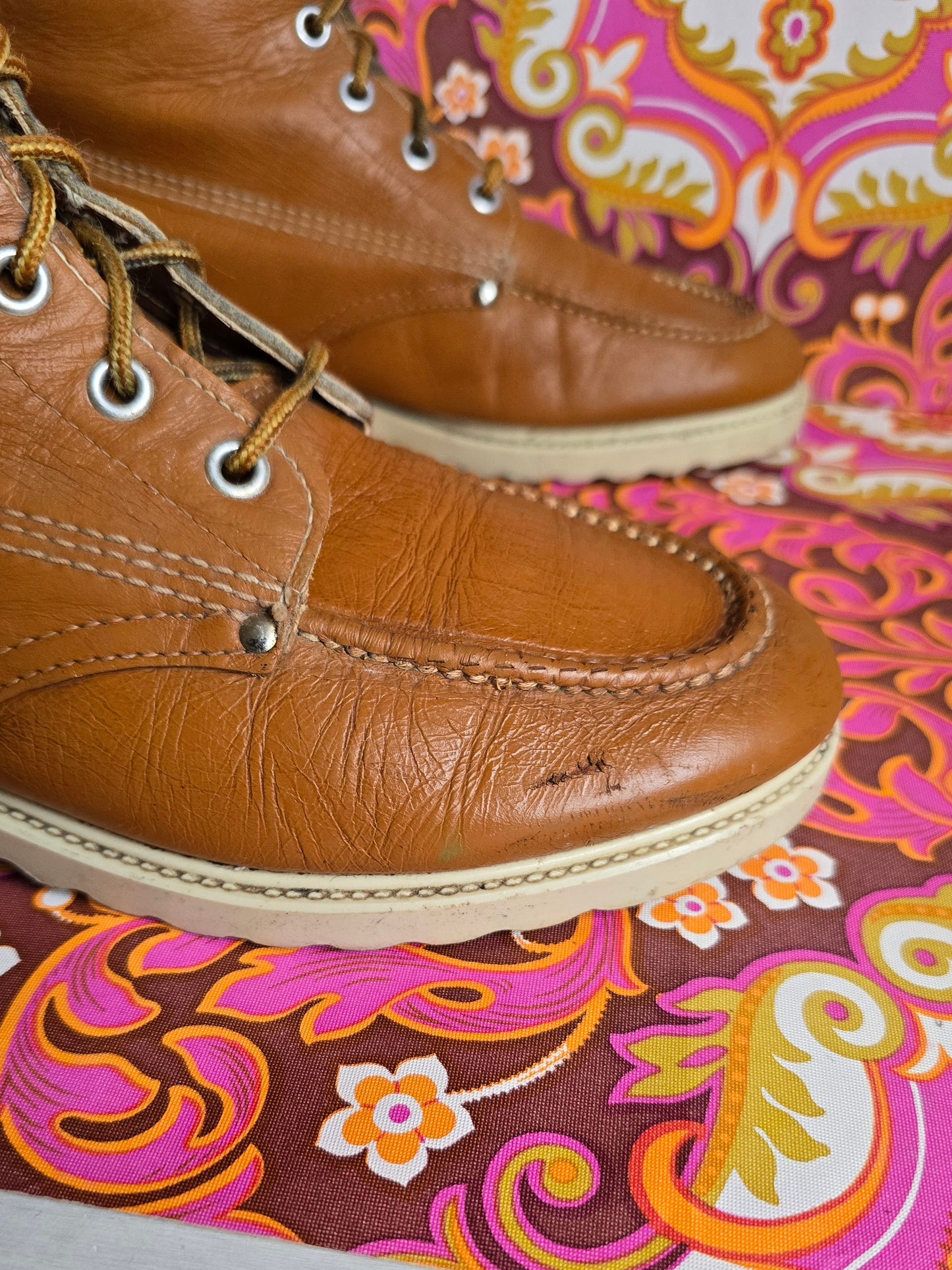 Vintage ankle lace leather boots size uk 6 Eur 39 us 8