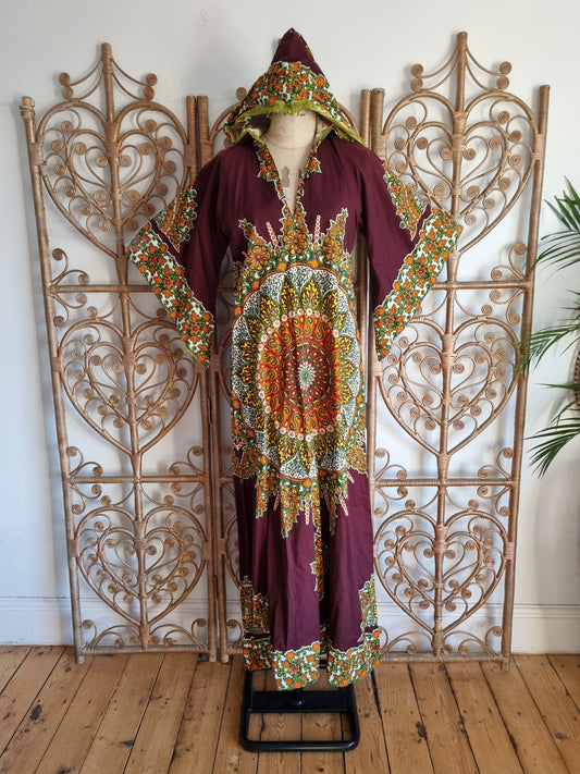 Vintage Mina of London 70s hooded dashiki dress