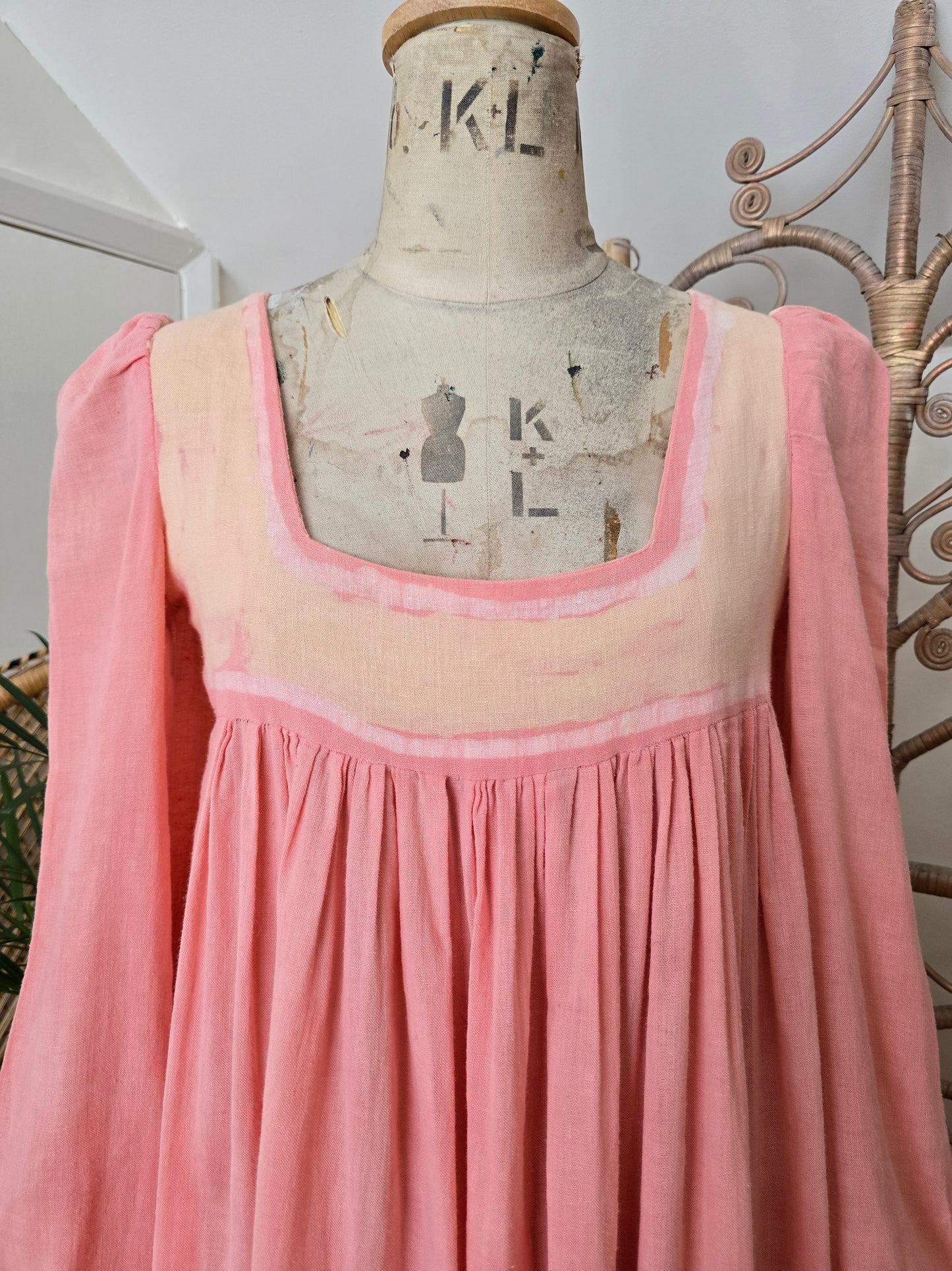 Vintage cotton smock maxi dress