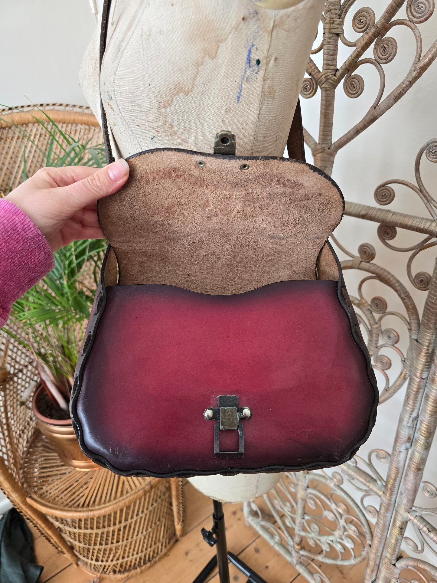 Vintage leather tooled bag