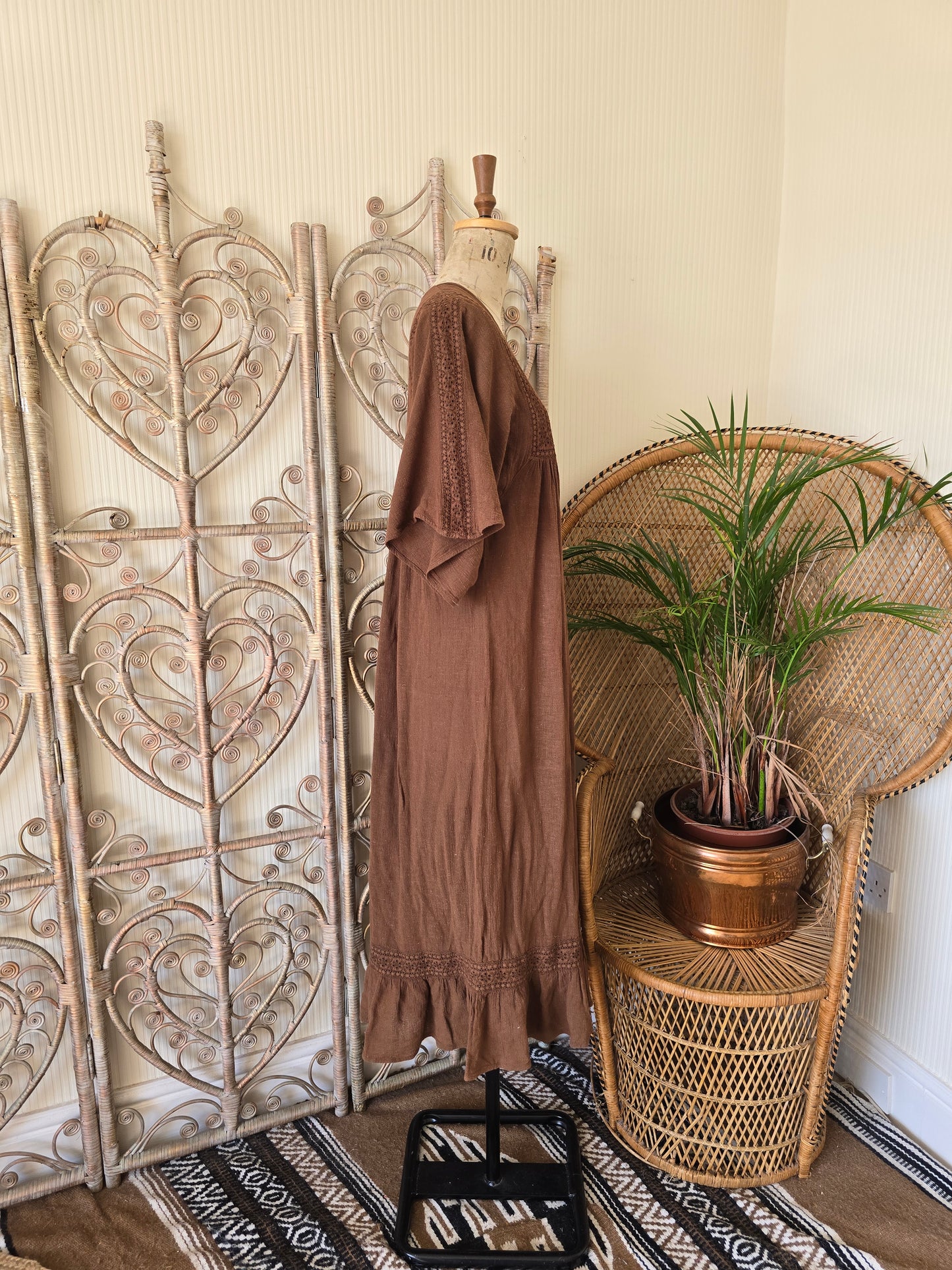 Vintage angel sleeves cheesecloth dress