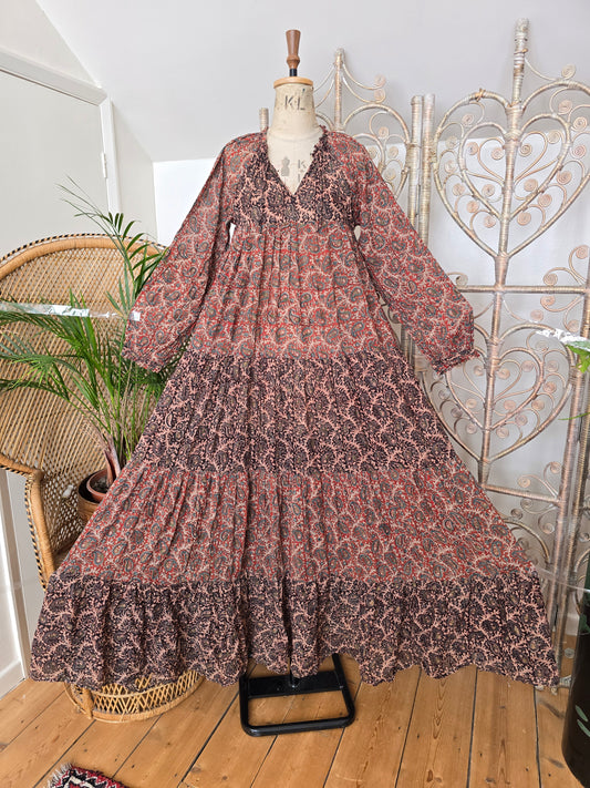 Vintage phool Indian cotton maxi dress S