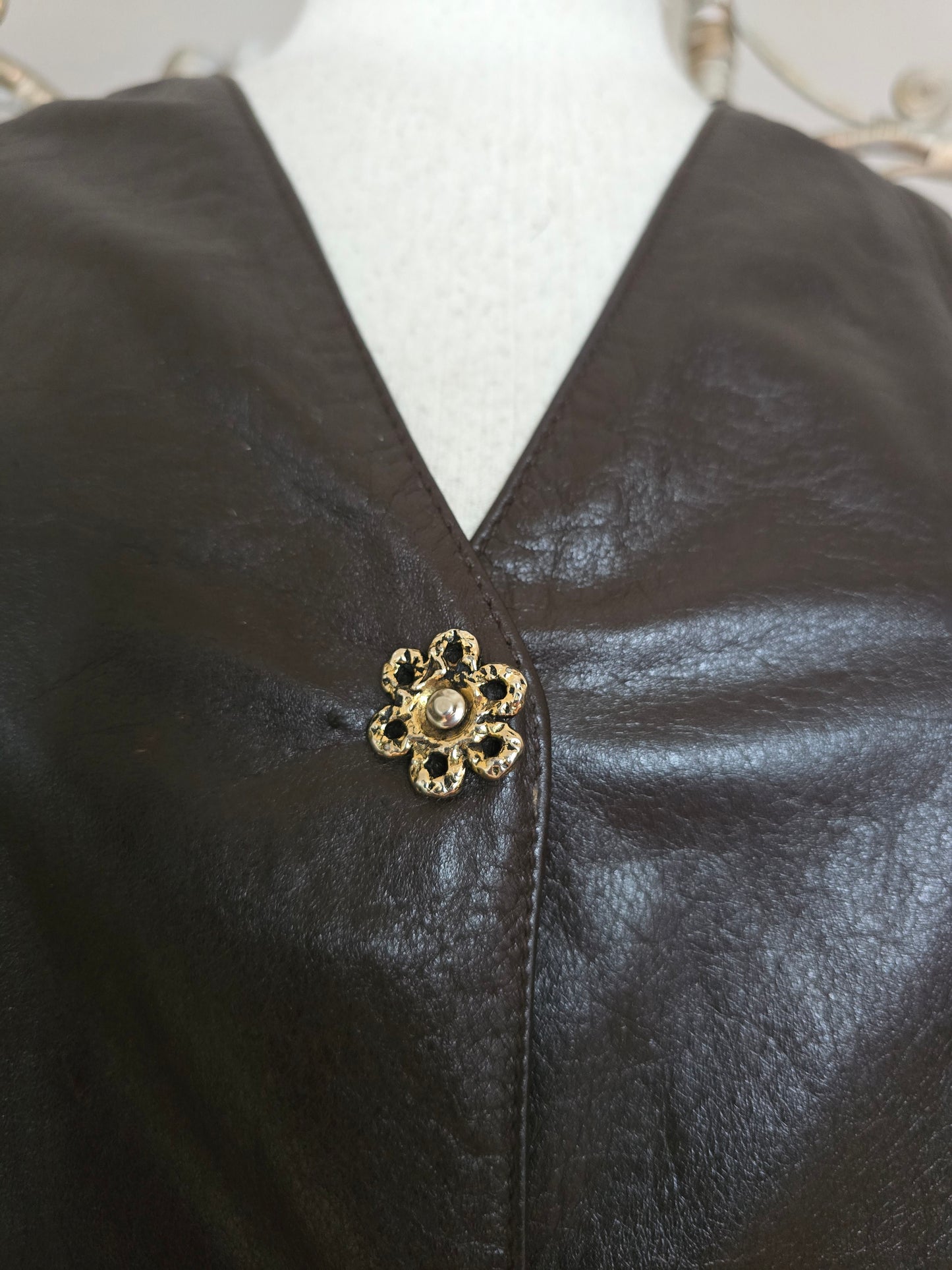 Vintage dark brown 60s leather dress