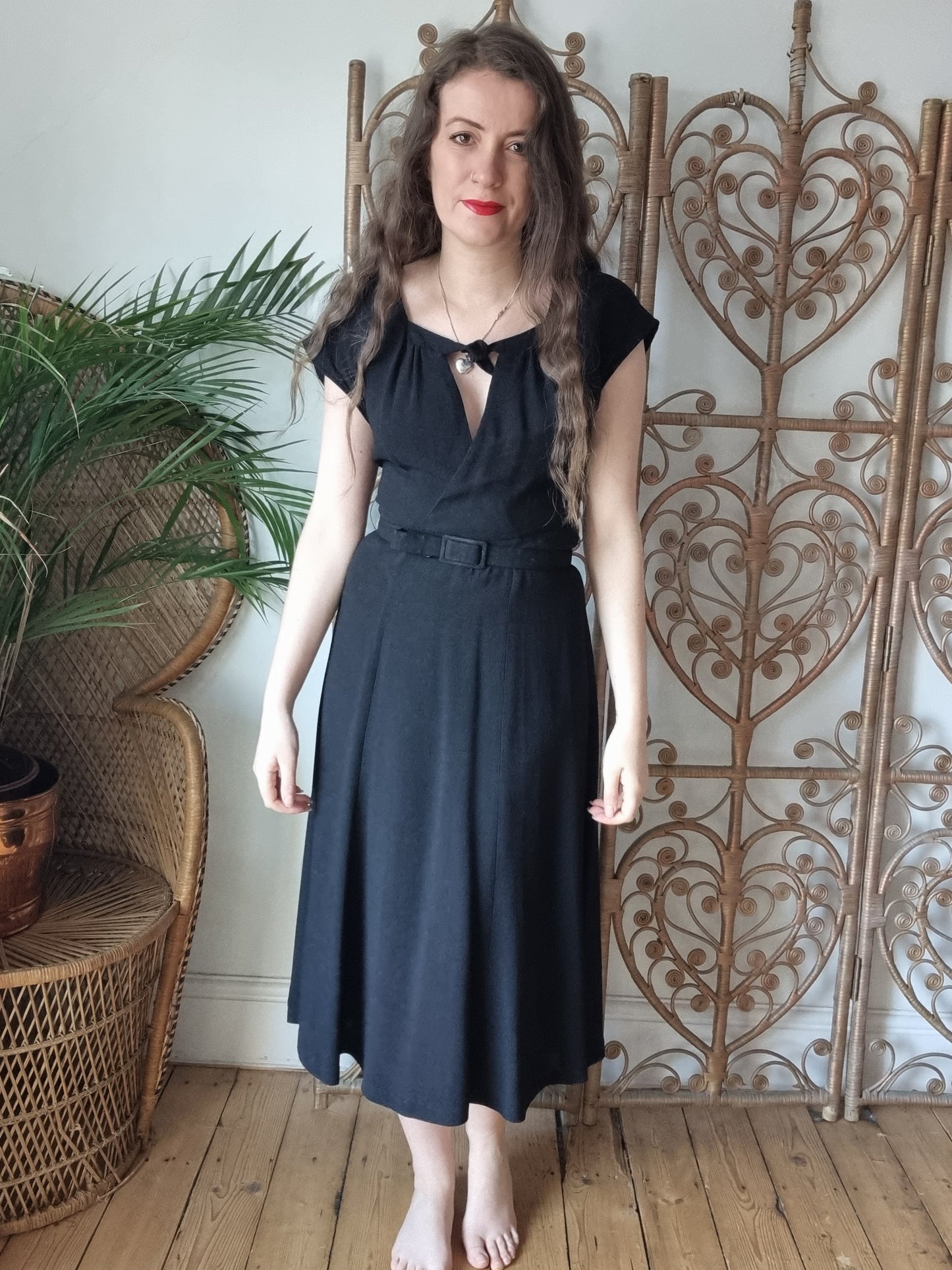 Vintage moss crepe Xenia dress
