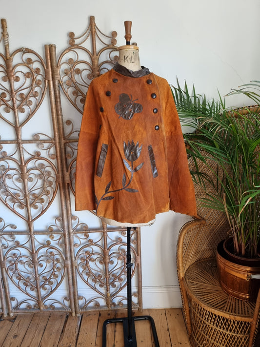 Vintage butterfly suede cape
