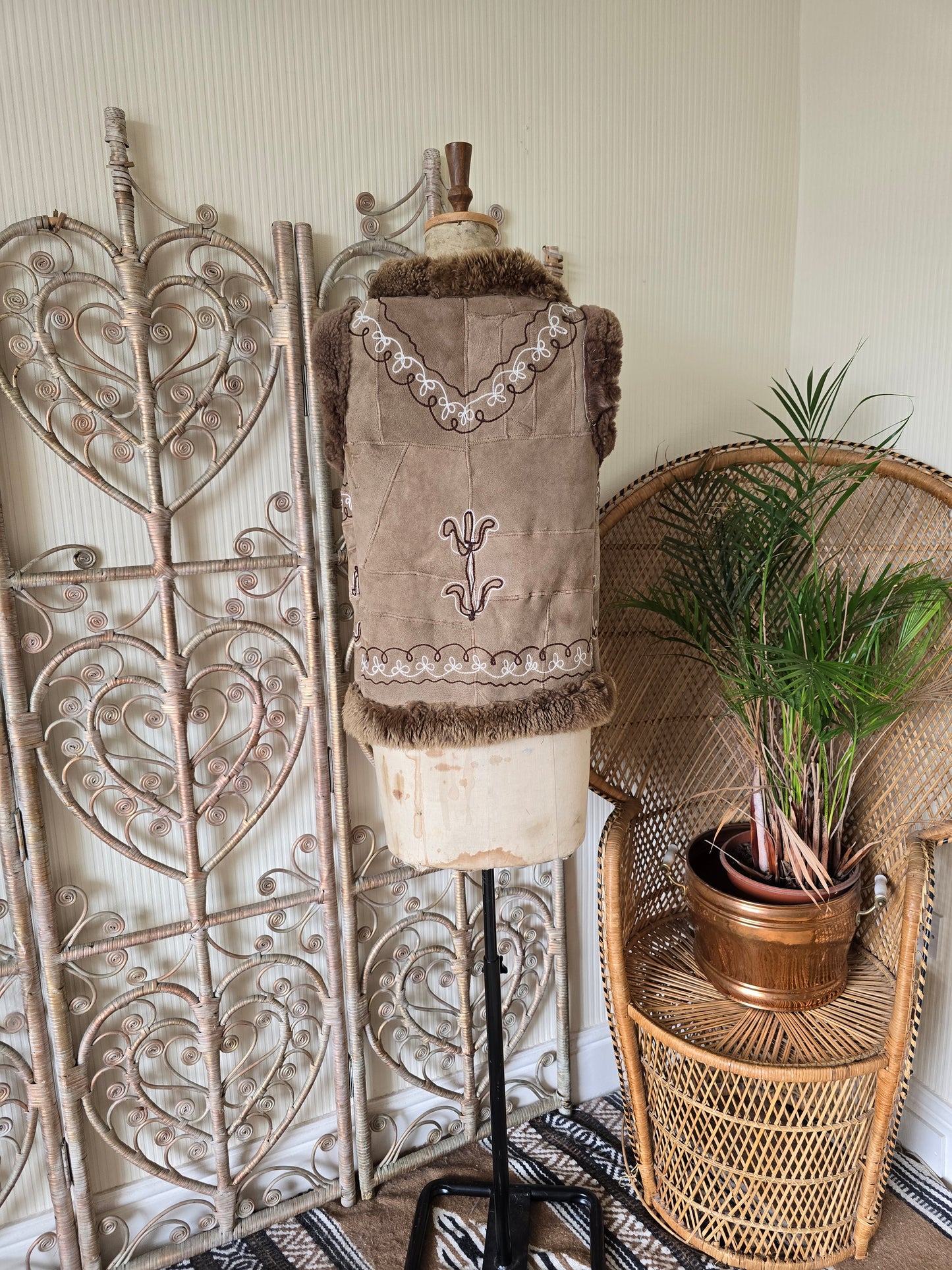 Vintage sheepskin waistcoat