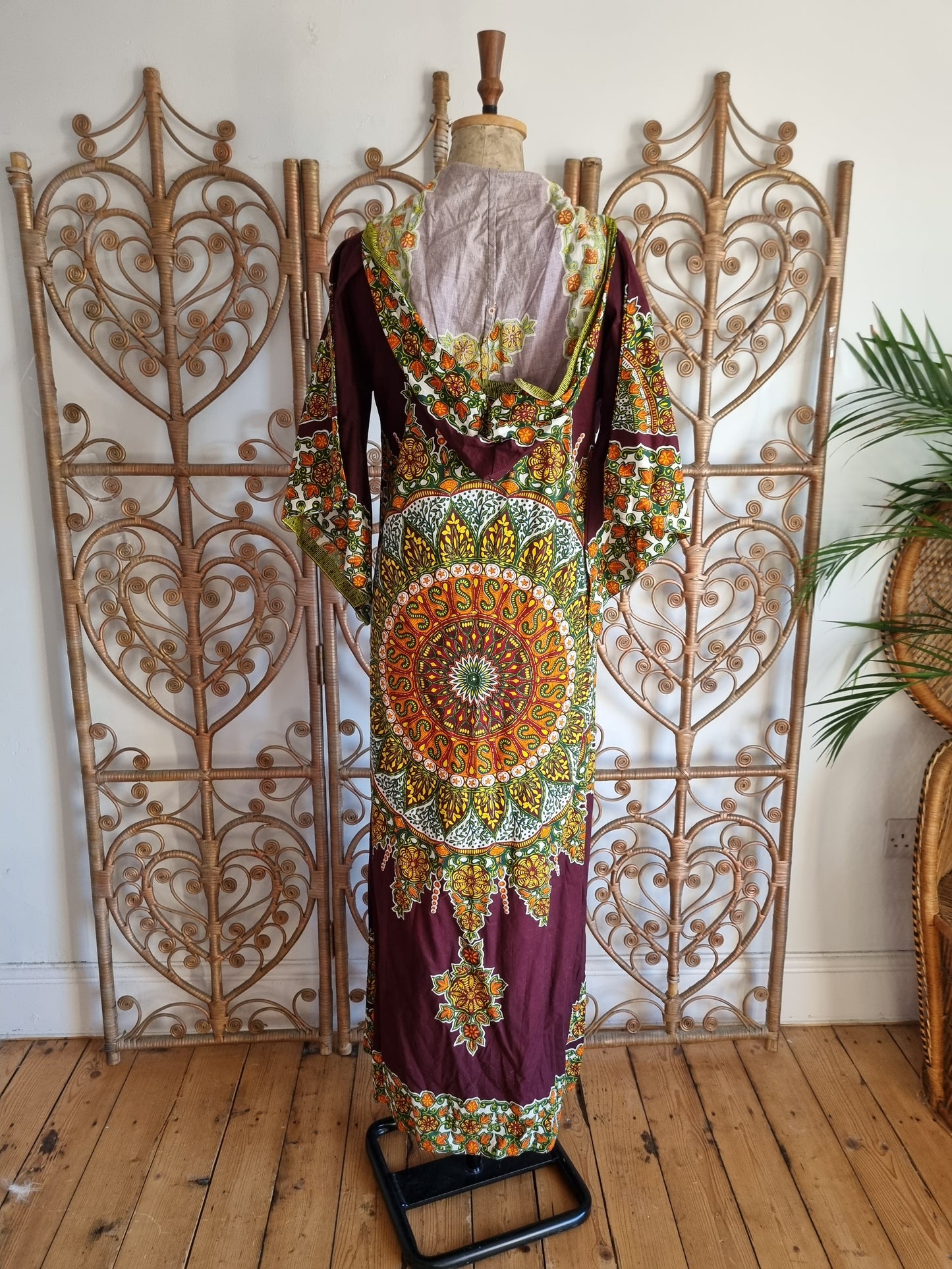 Vintage Mina of London 70s hooded dashiki dress