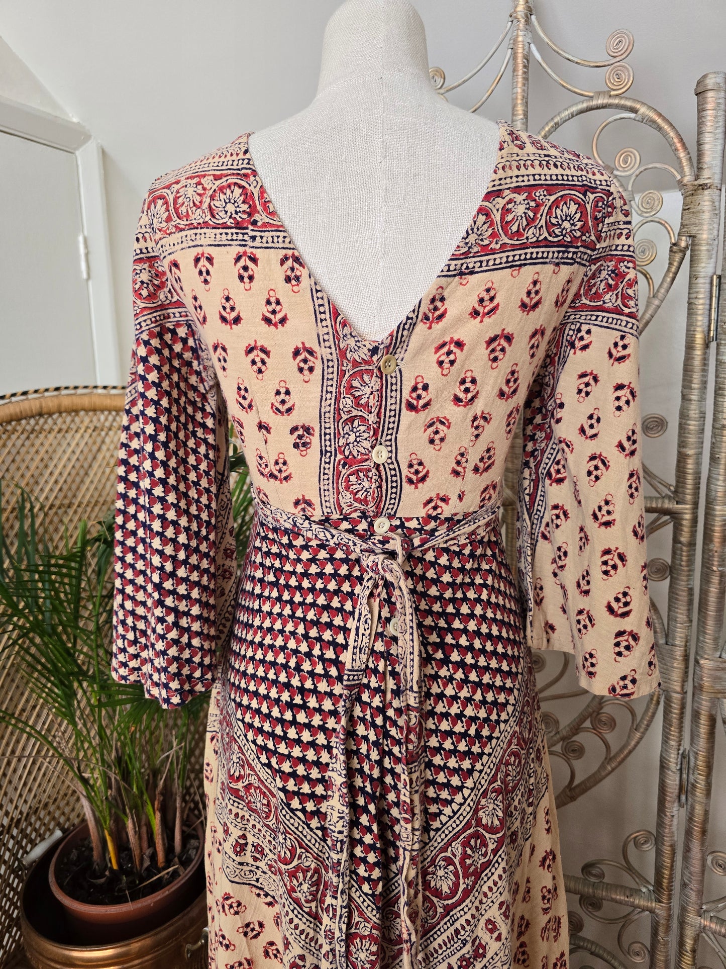 Vintage indian print 70s maxi dress