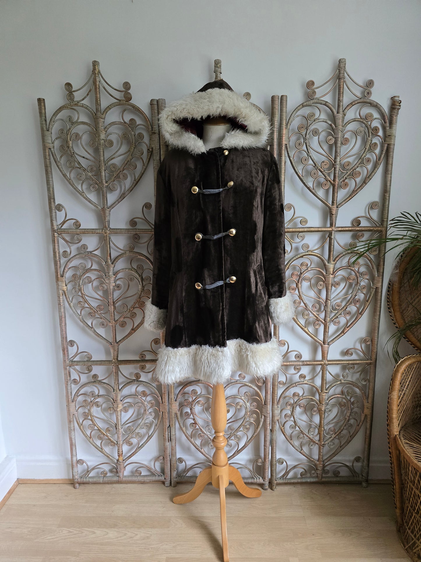 Vintage velvet hooded coat