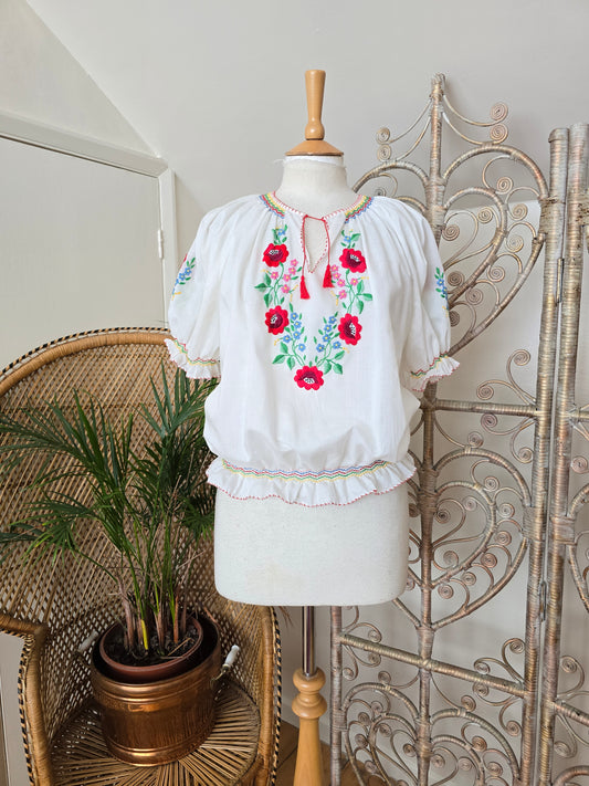 Vintage Hungarian embroidered blouse