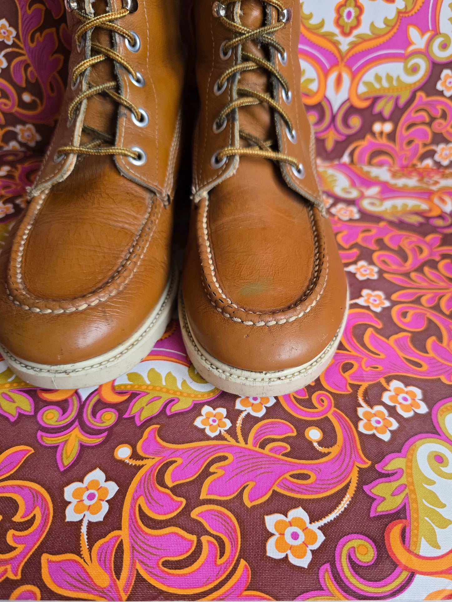 Vintage ankle lace leather boots size uk 6 Eur 39 us 8