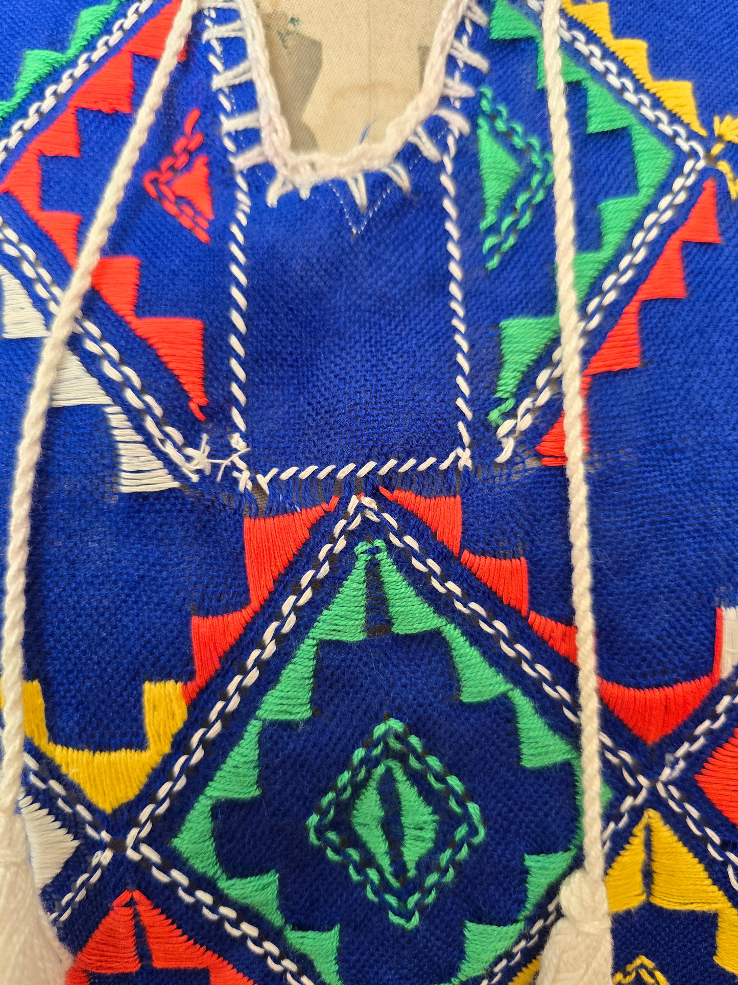 Vintage blue embroidered 70s kaftan tunic S M