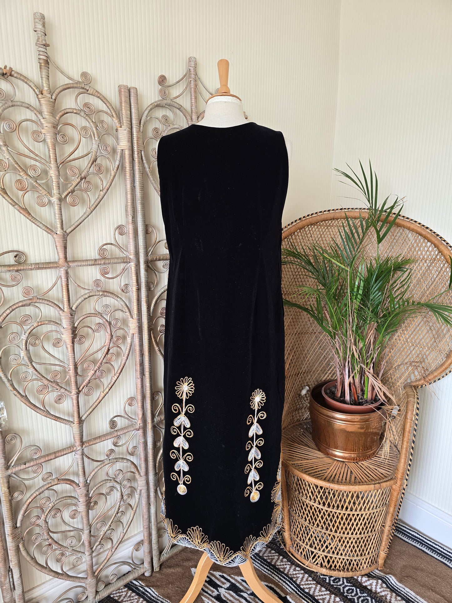 Vintage embroidered velvet waistcoat dress