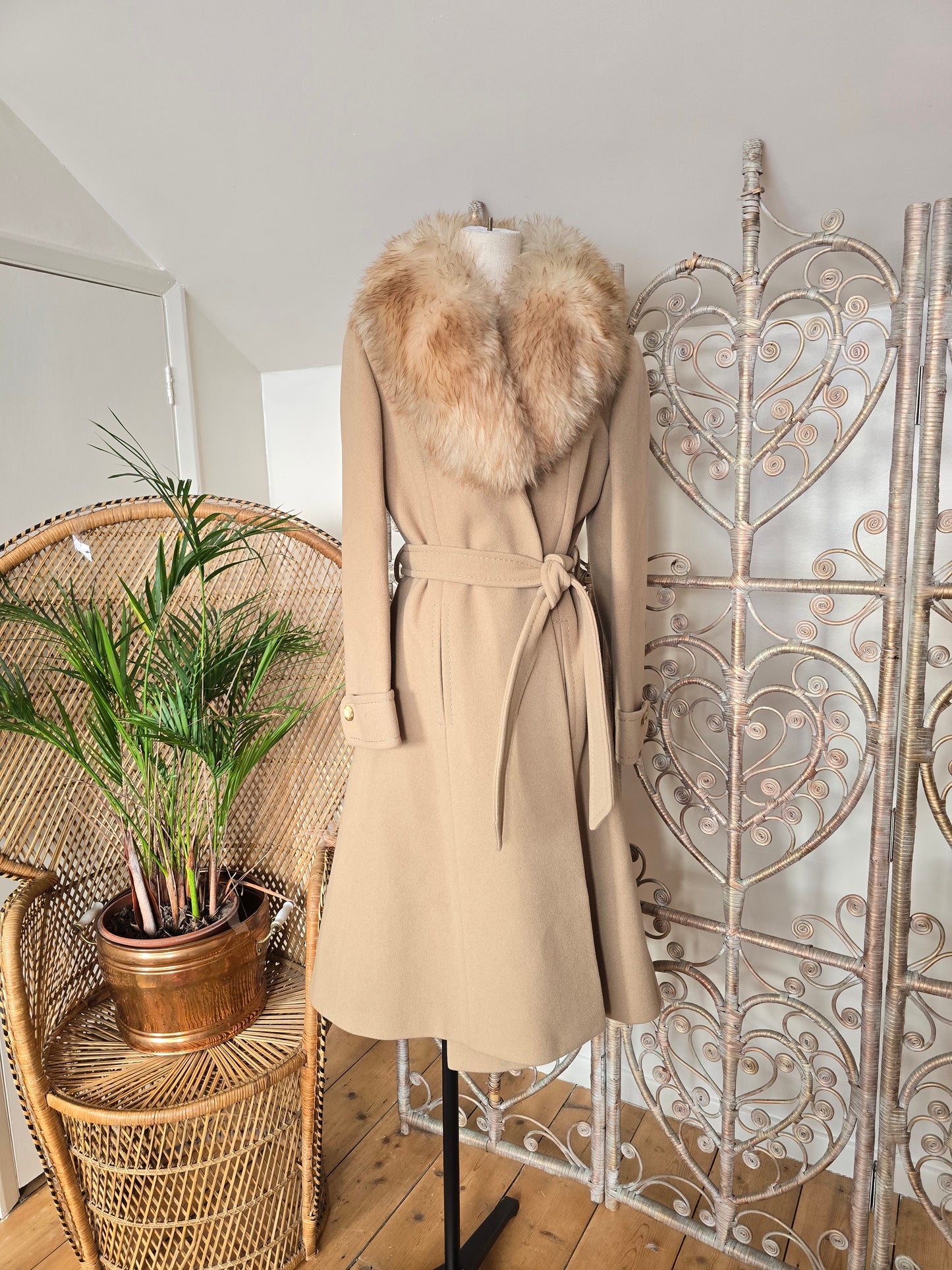 Vintage wool sheepskin collar coat