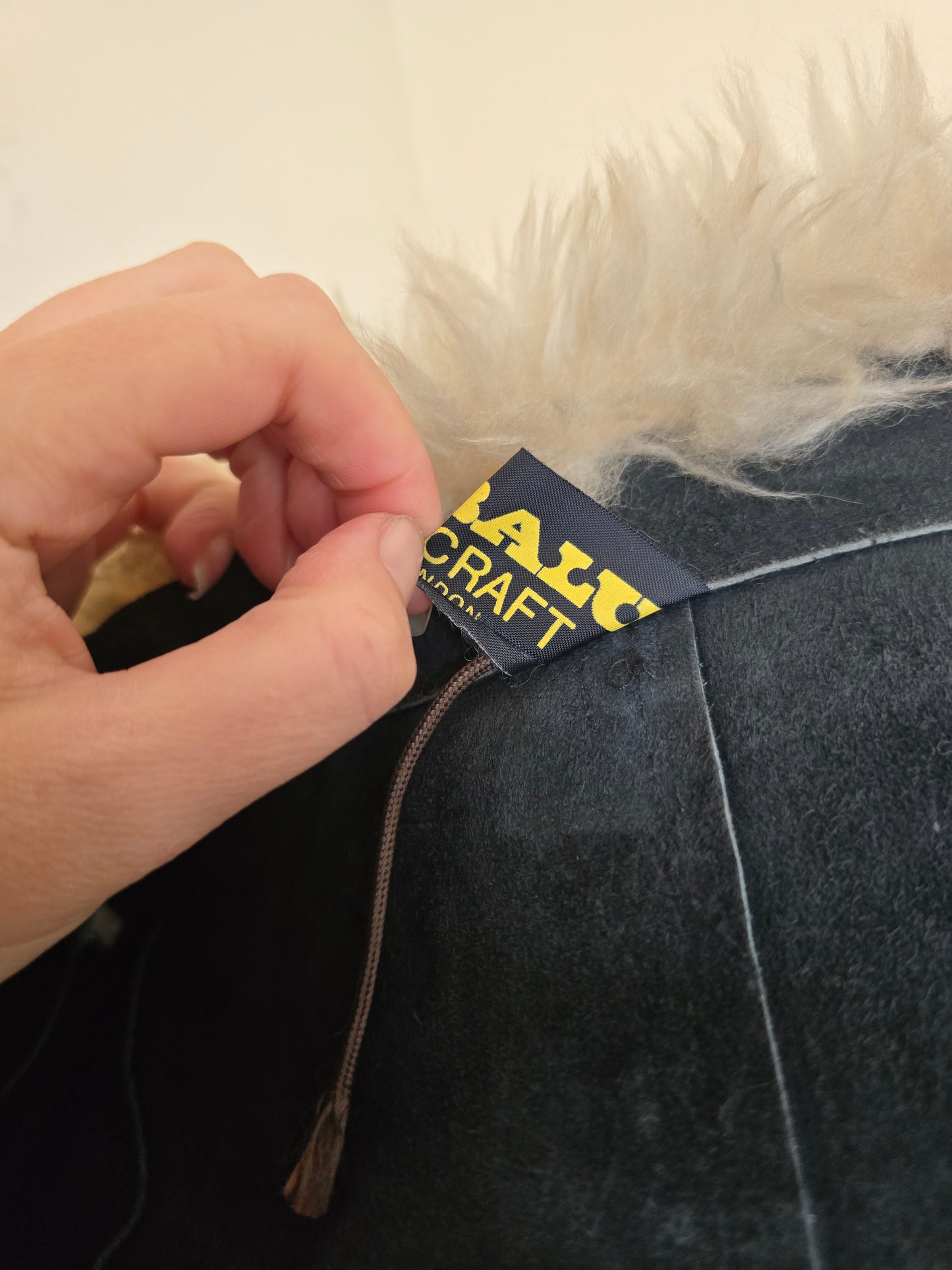 Vintage suede Sheepskin collar cuffs coat