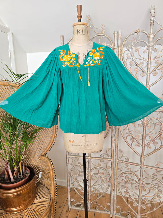Vintage embroidered cheesecloth blouse