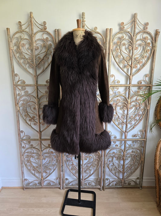 Vintage suede Sheepskin coat S