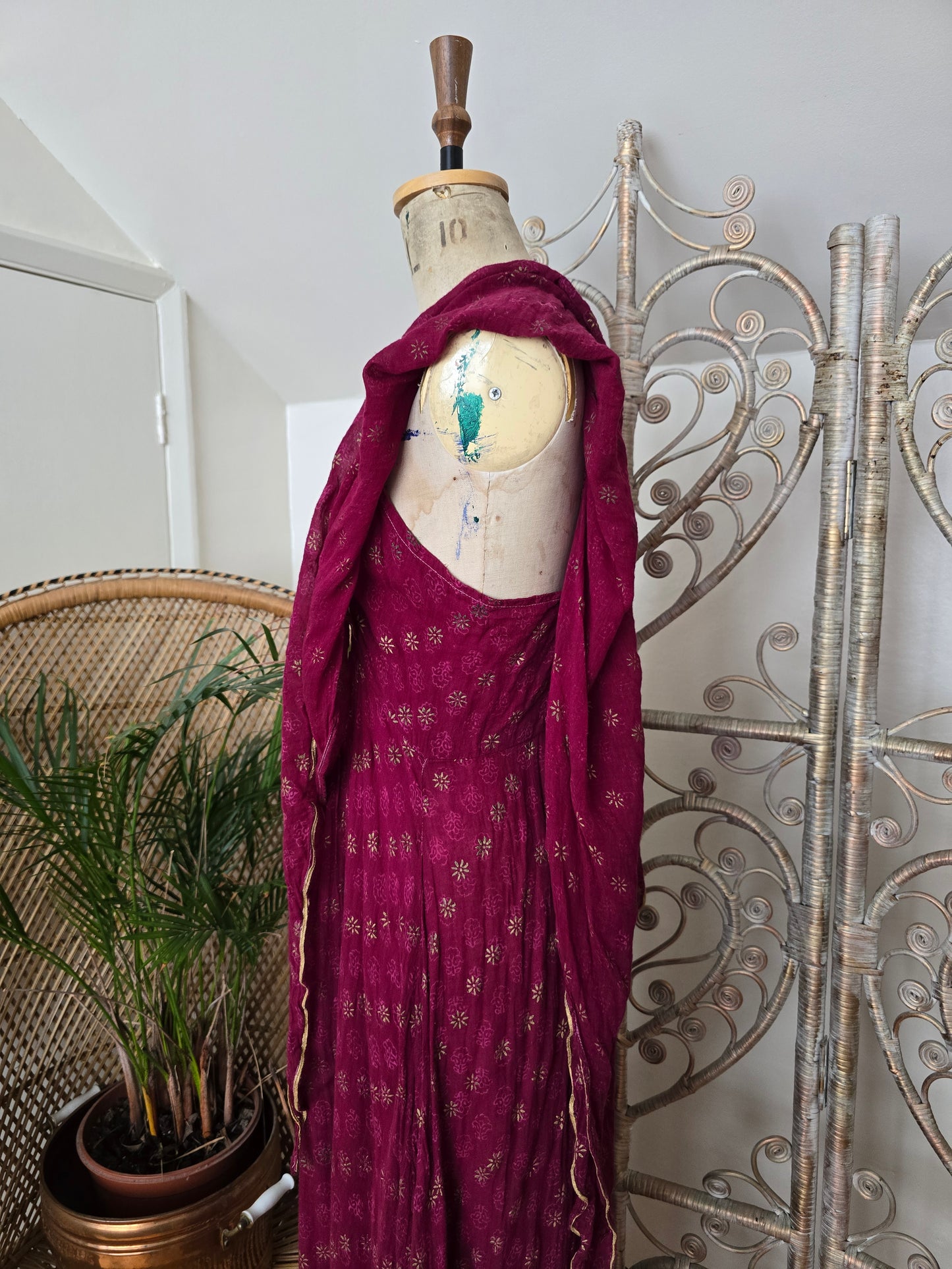 Vintage Ayesha Davar Indian cotton maxi dress