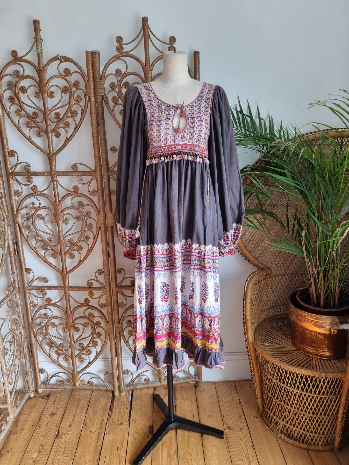 Vintage Anokhi Indian 70s dress S