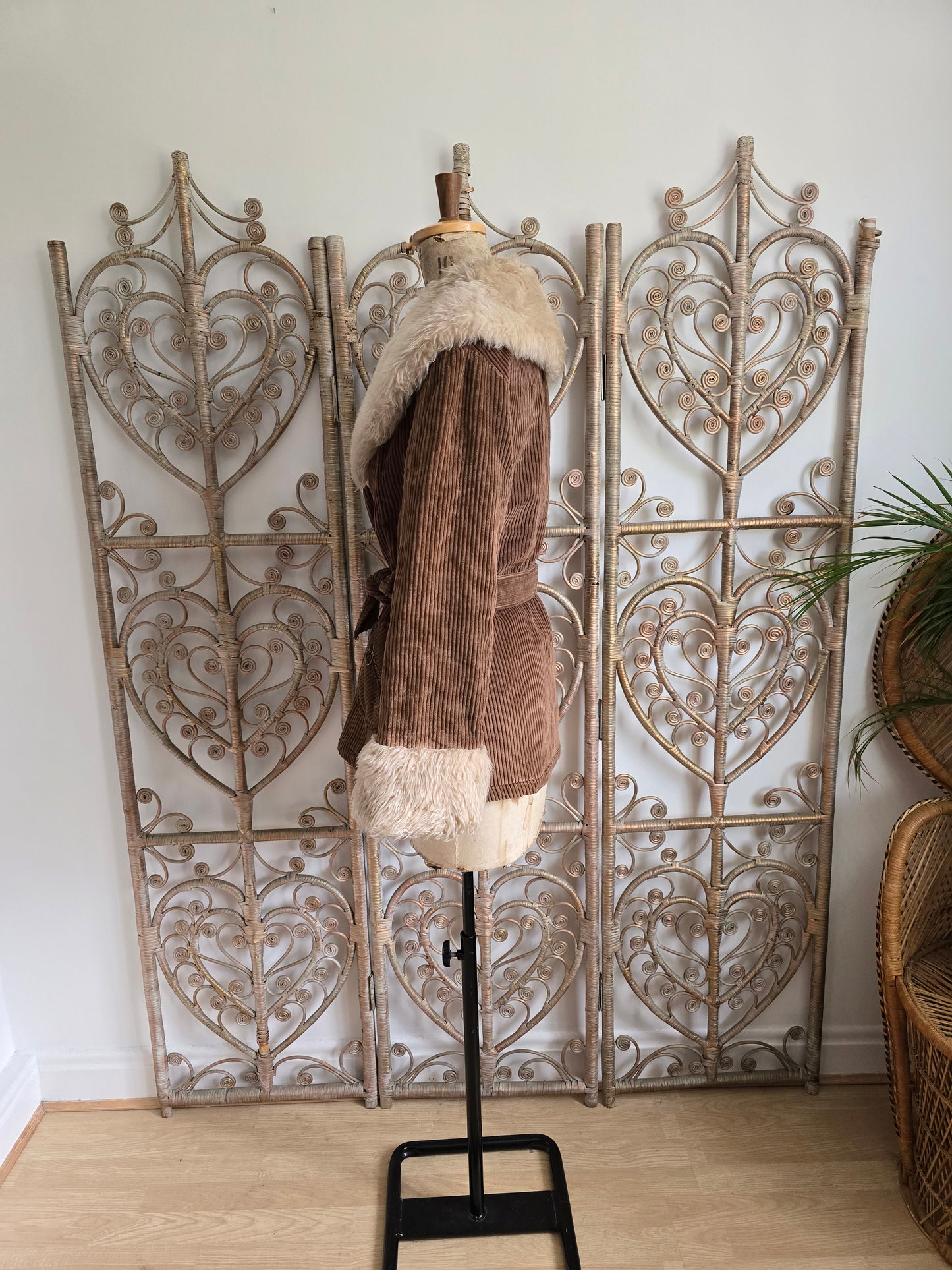 Vintage corduroy faux fur coat