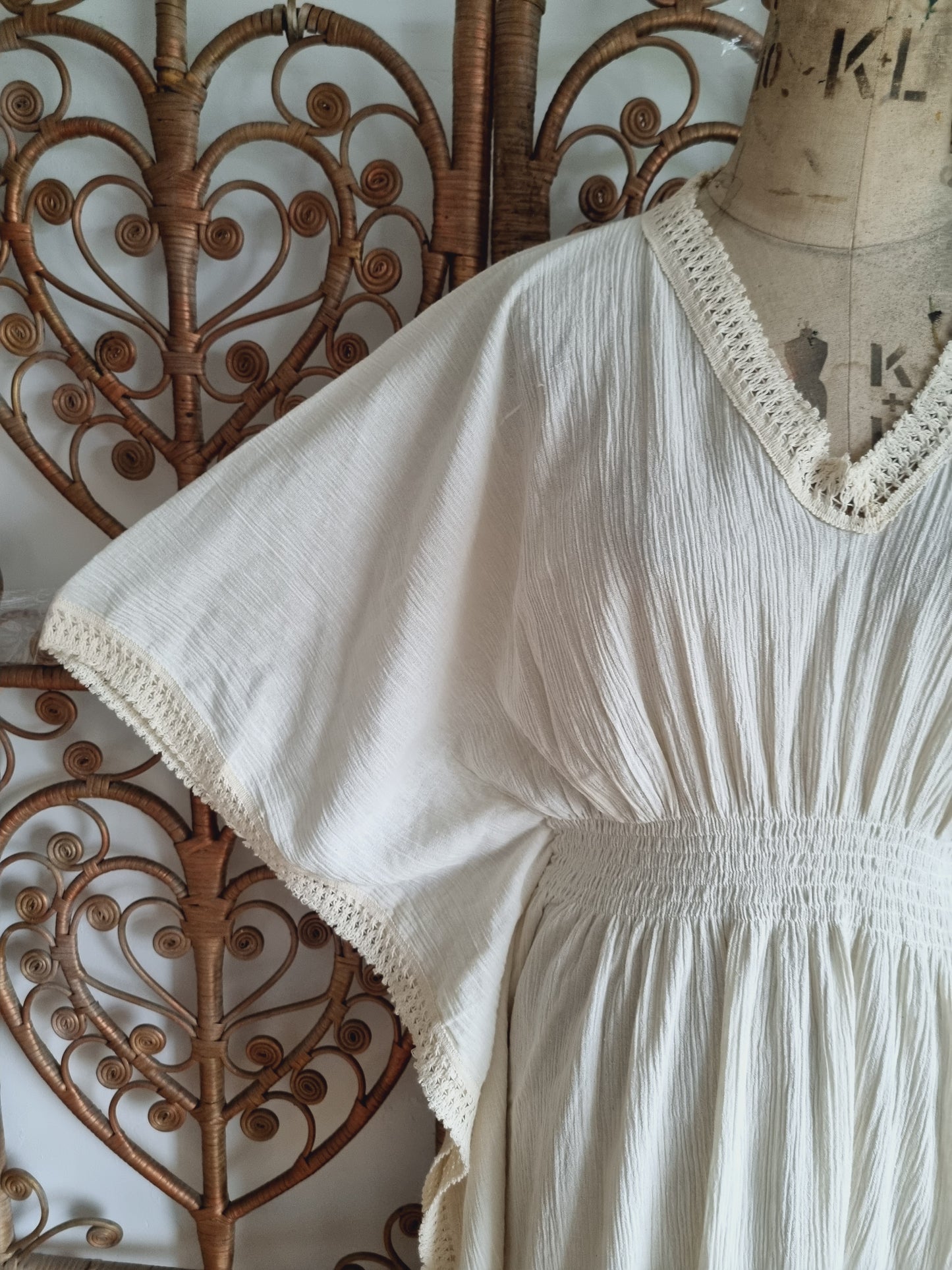 Vintage cheesecloth cape kaftan dress