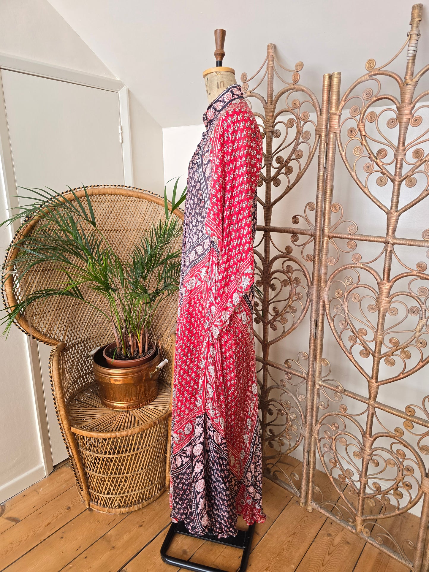 Vintage silk Indian kaftan dress