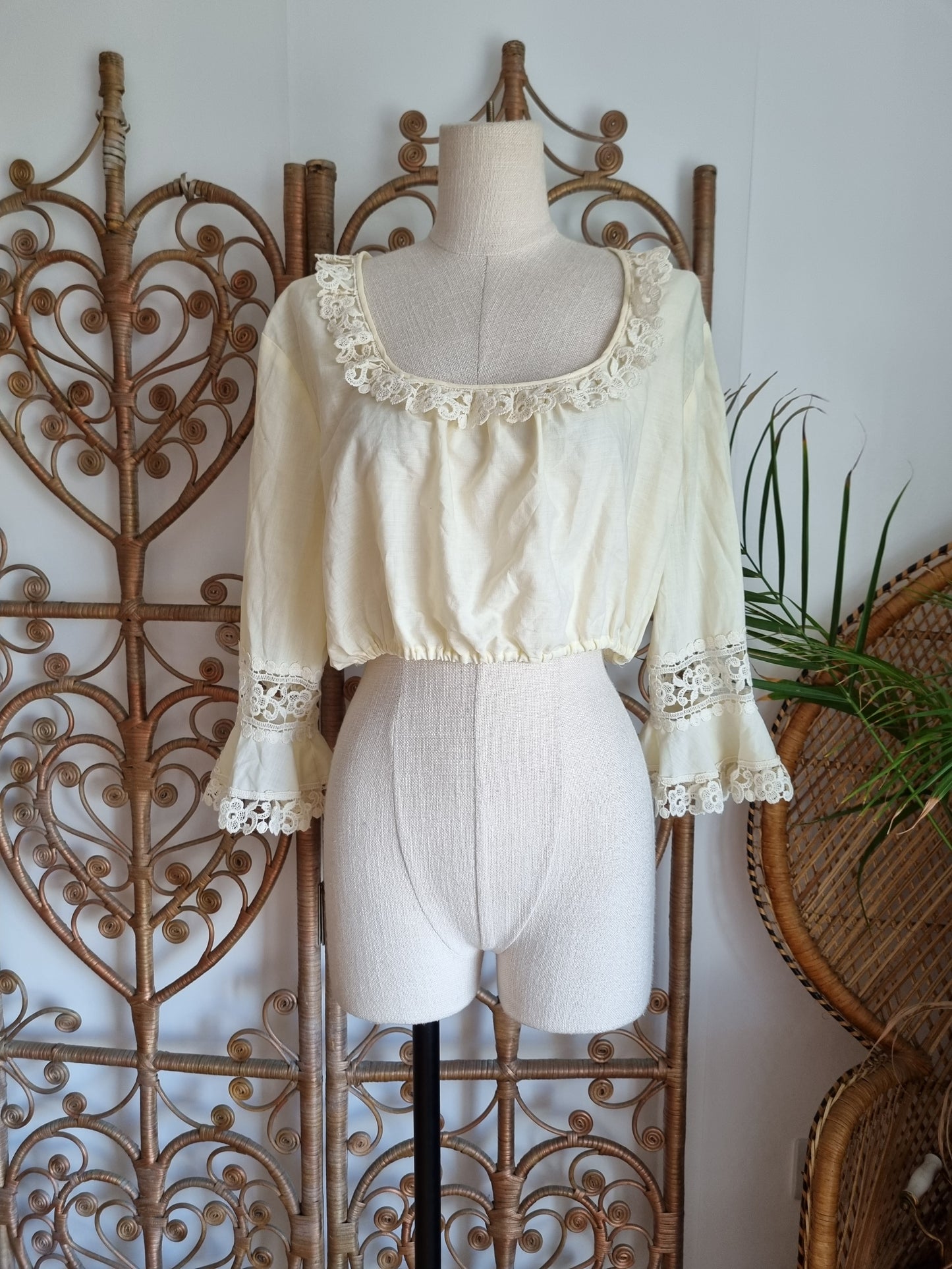 Vintage lace collar crop prairie blouse