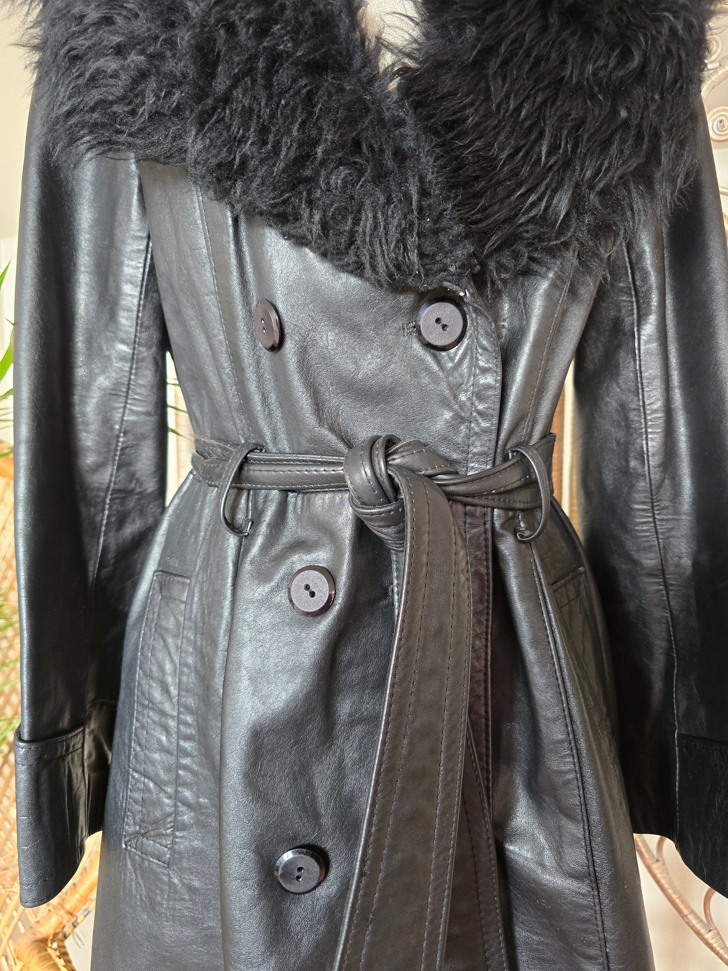 Vintage leather 70s coat