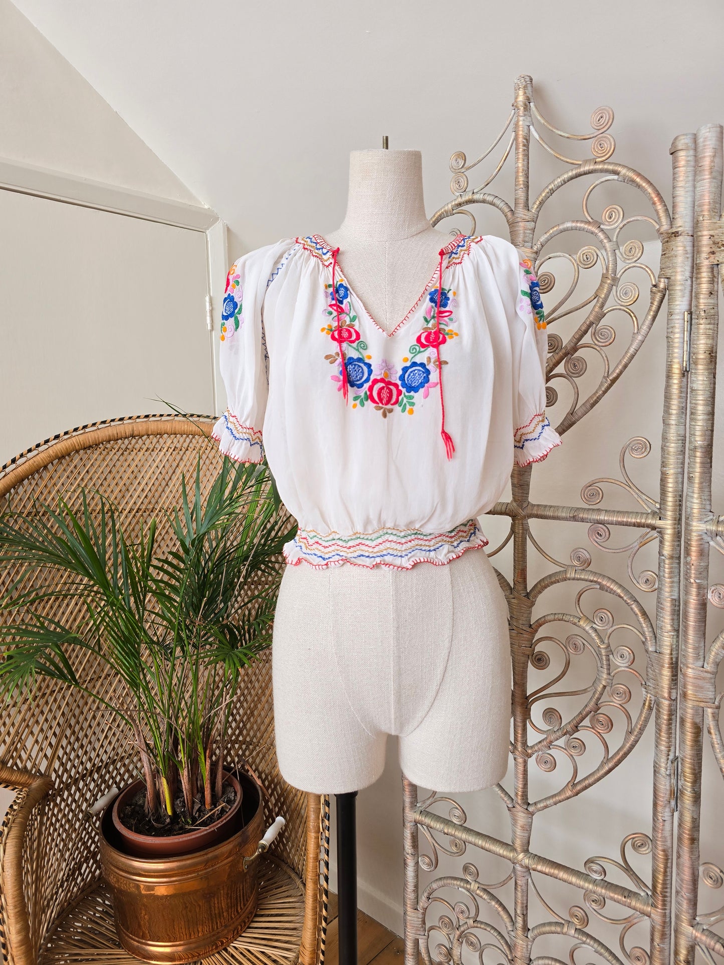 Vintage Hungarian embroidered blouse