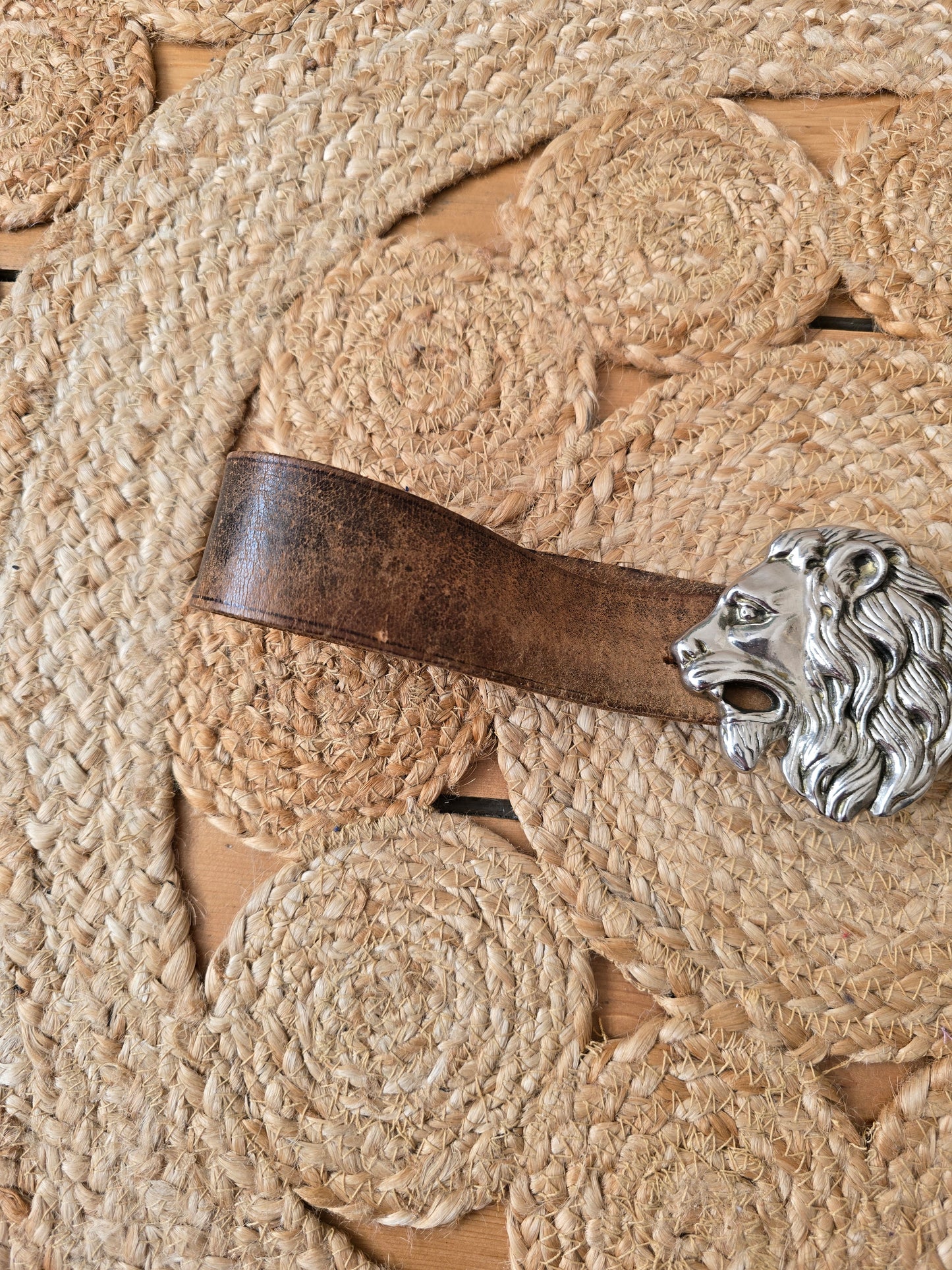 Vintage lion leather belt