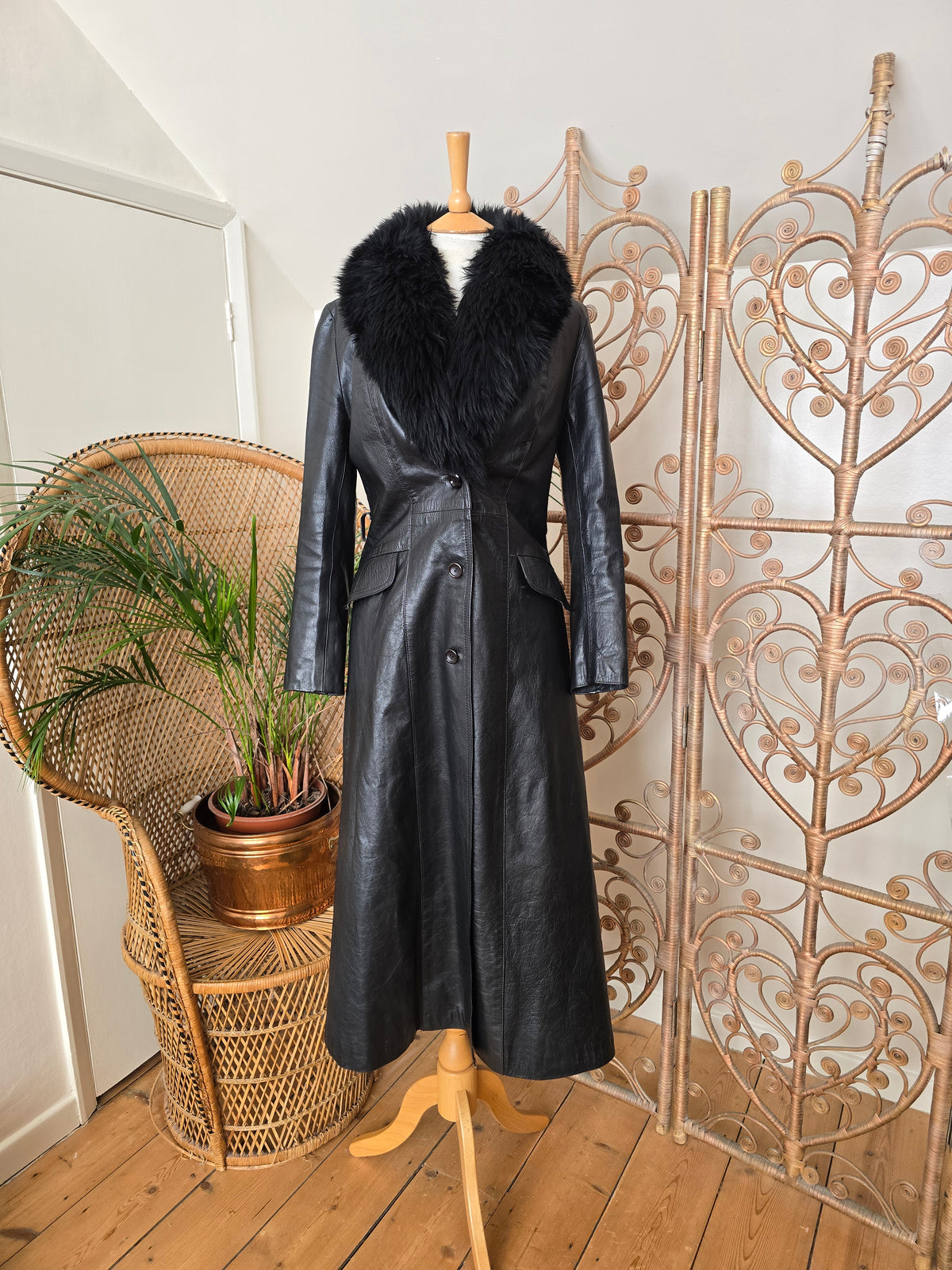 Vintage leather 70s coat