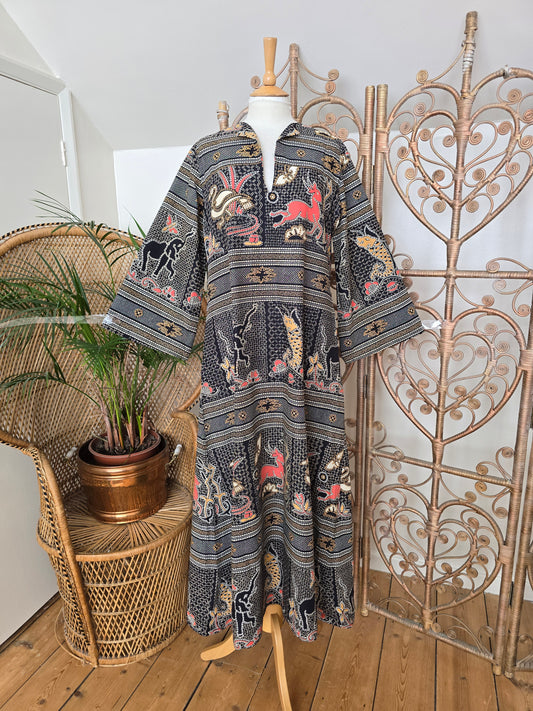 Vintage animal print 70s kaftan dress