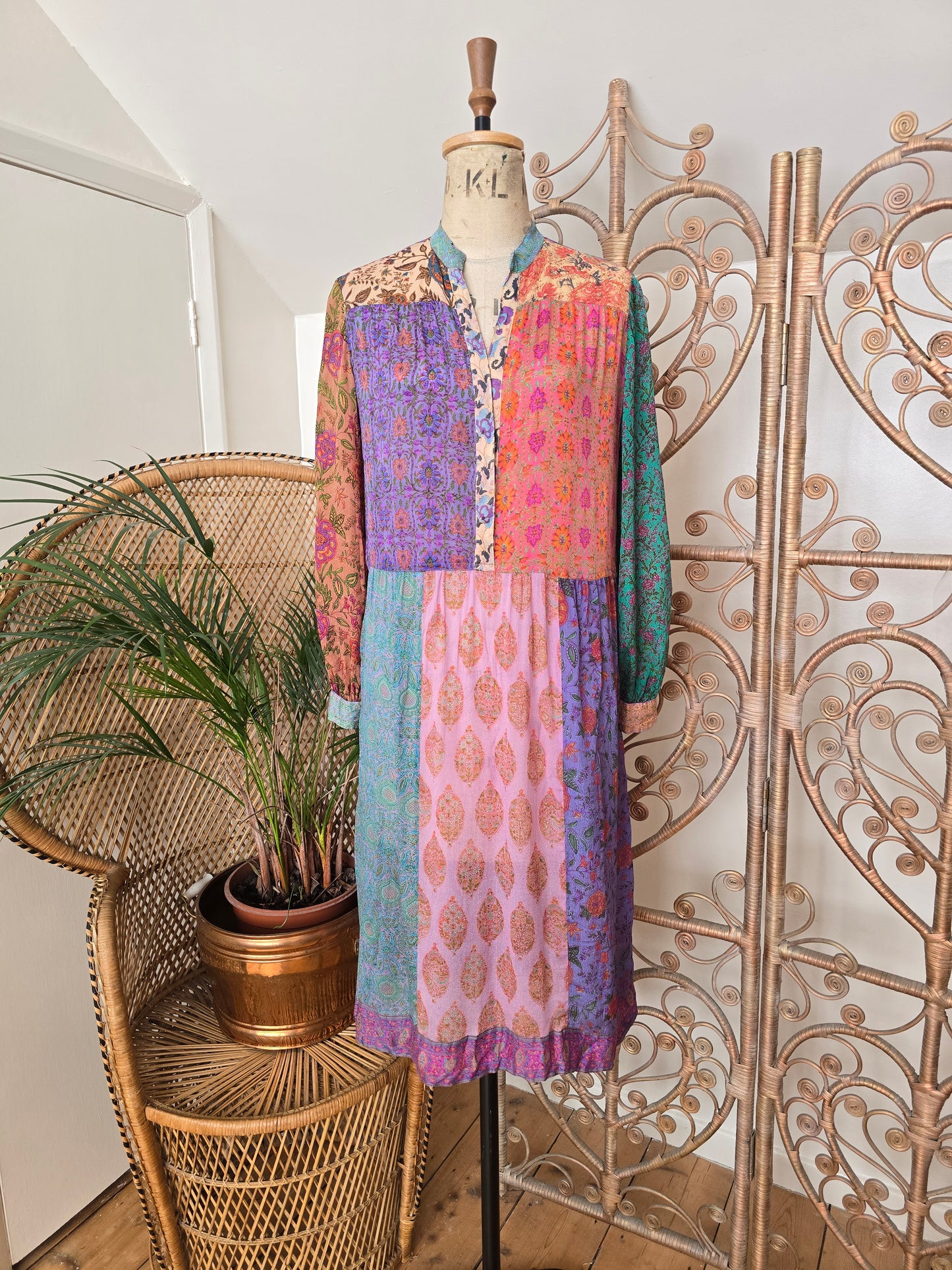 Vintage silk Judith Ann indian 70s dress