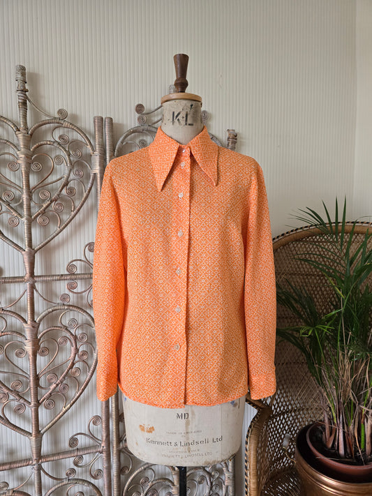 Vintage orange floral blouse