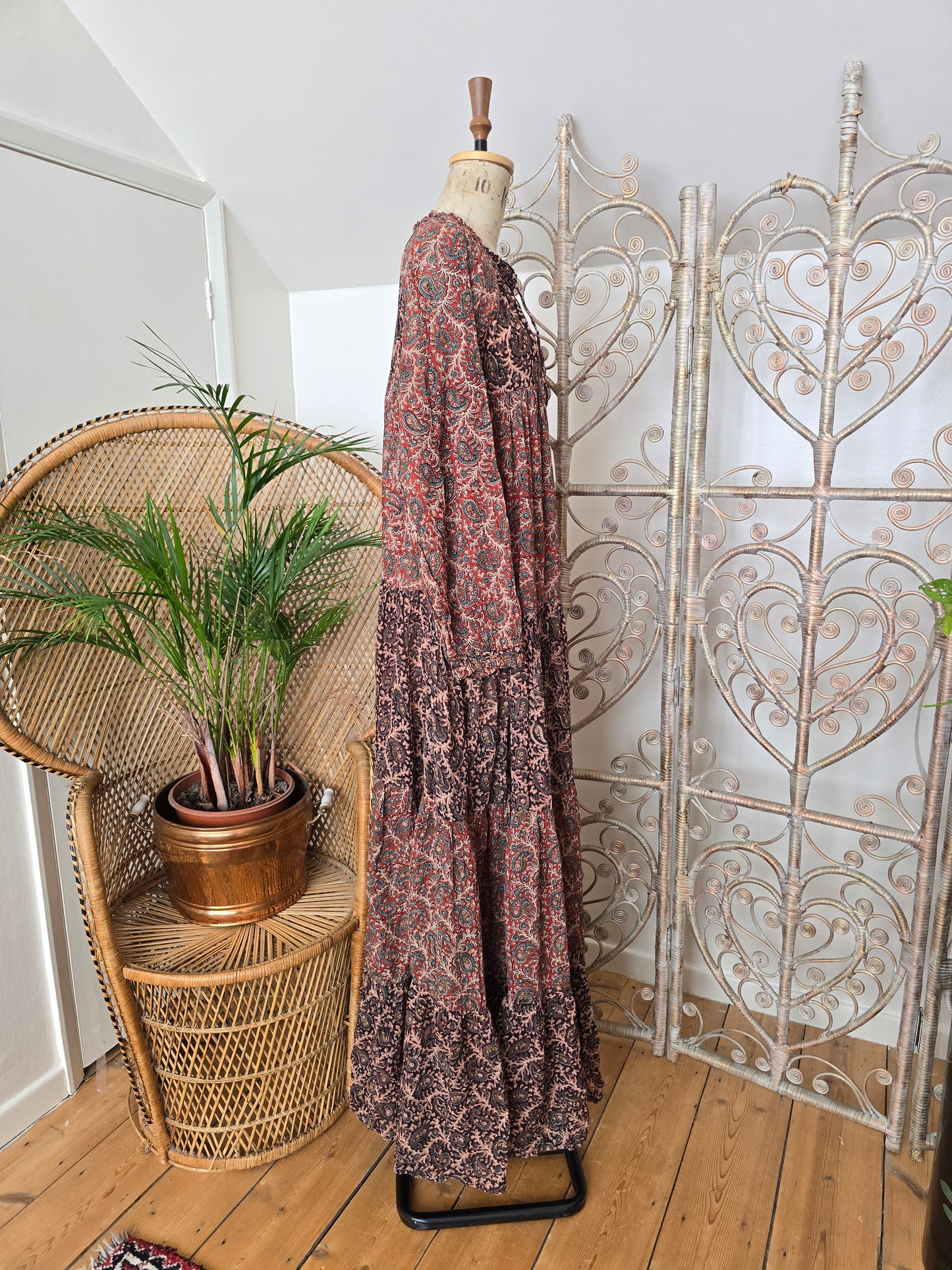Vintage phool Indian cotton maxi dress S