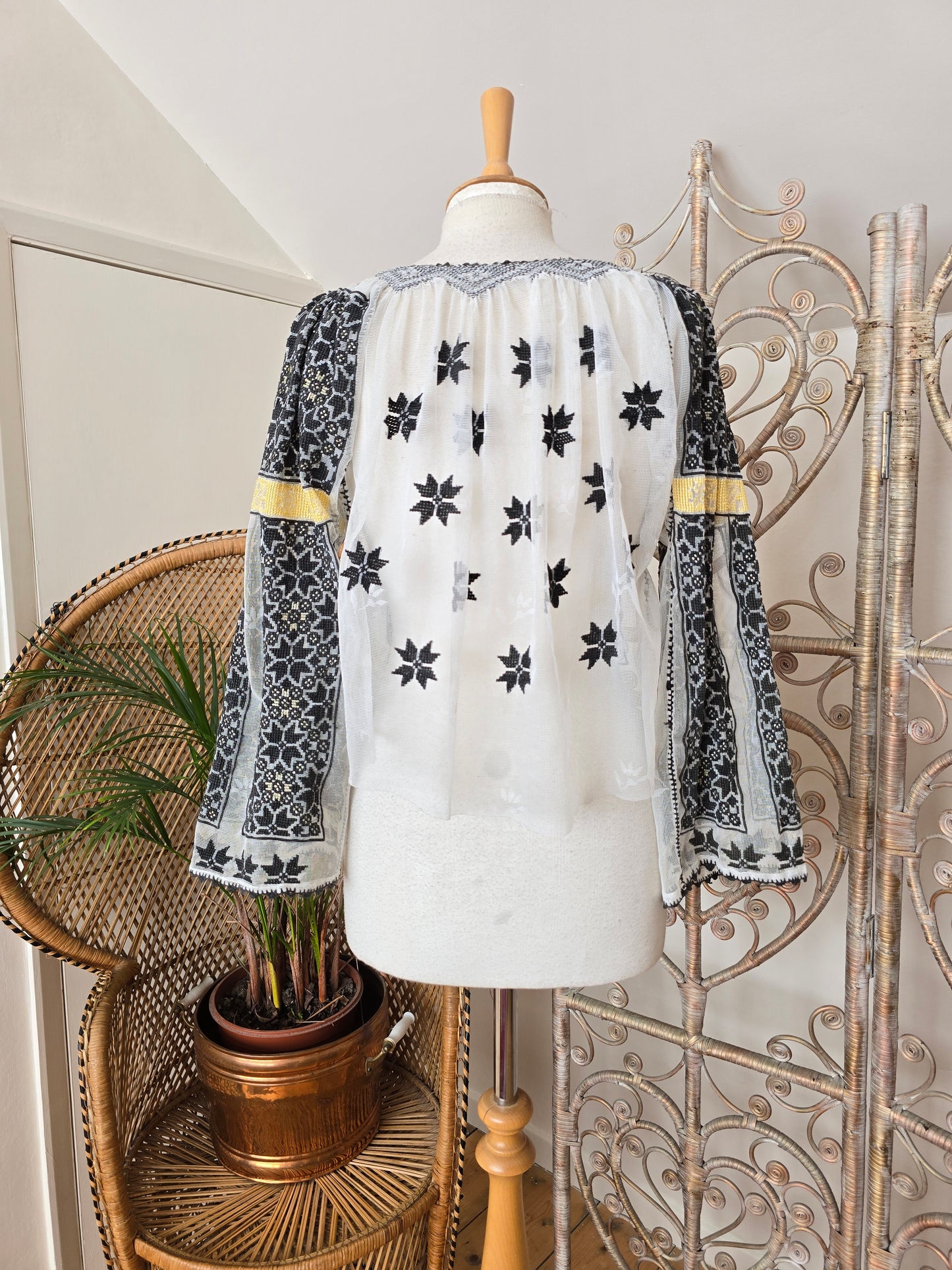 Vintage embroidered Romanian blouse