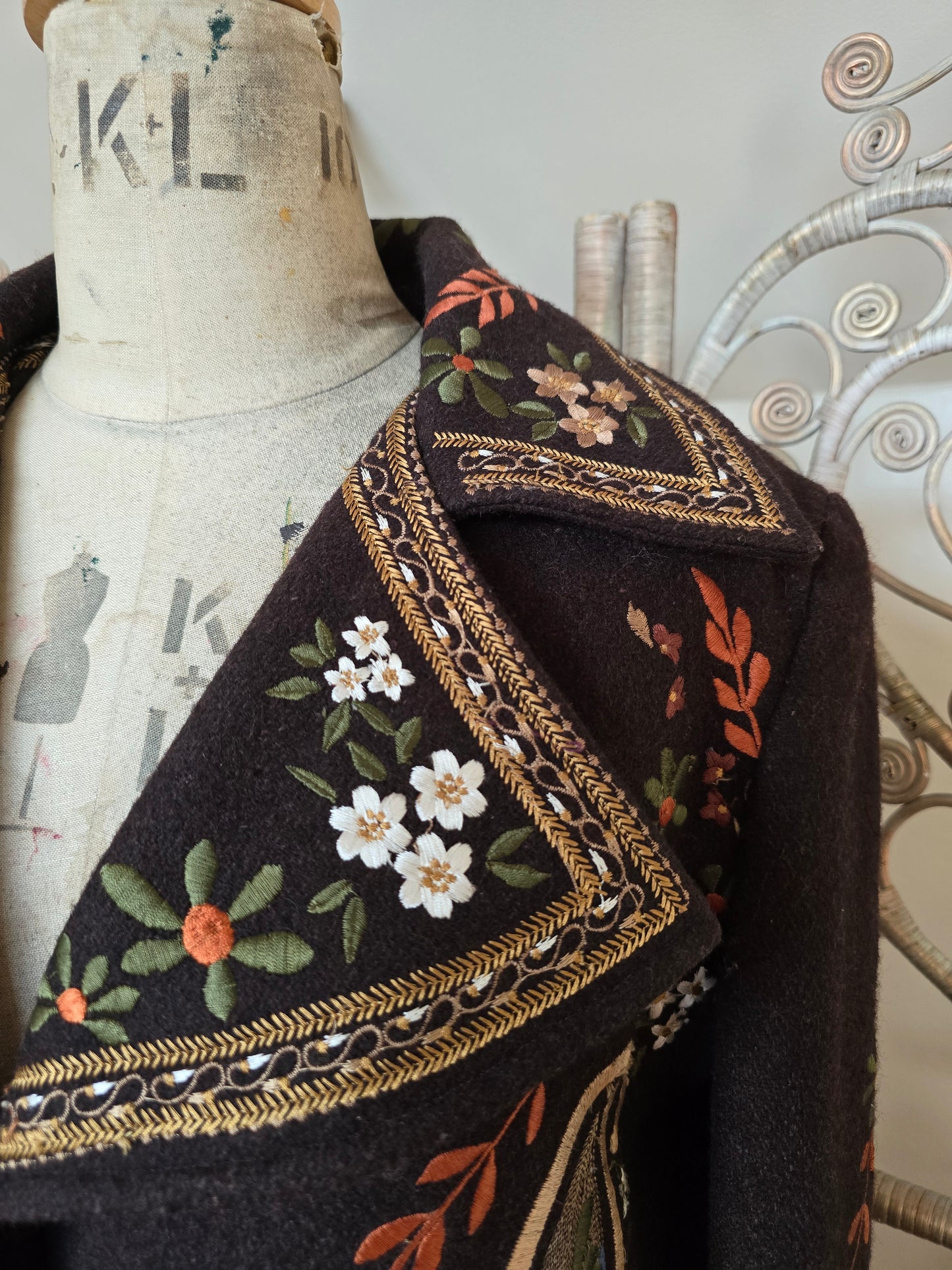 Vintage y2k Embroidered wool coat