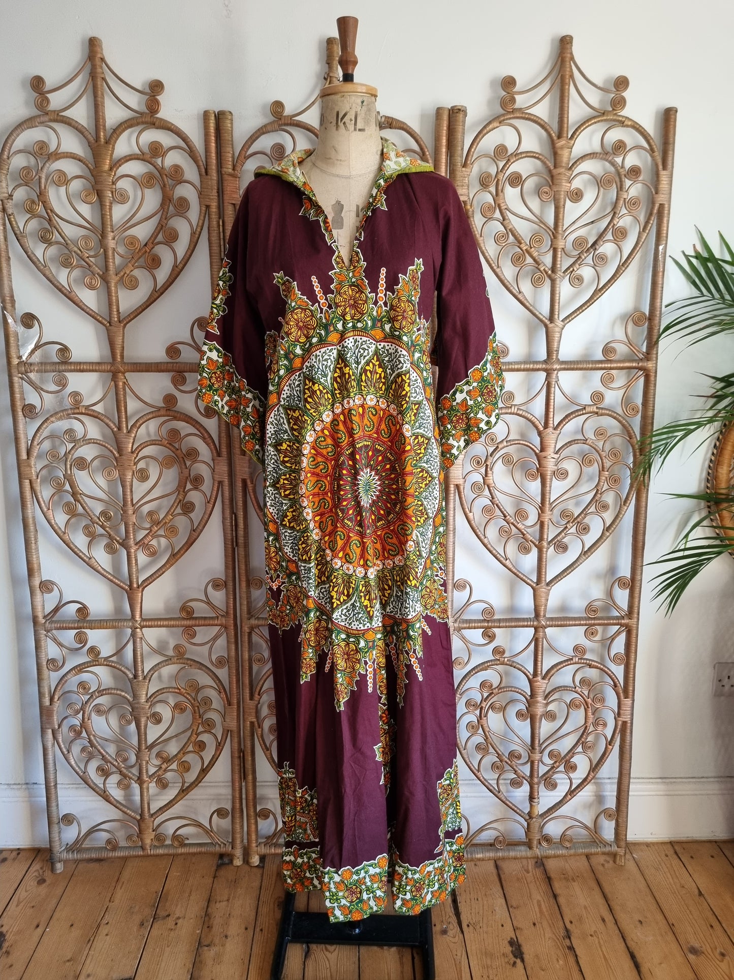 Vintage Mina of London 70s hooded dashiki dress