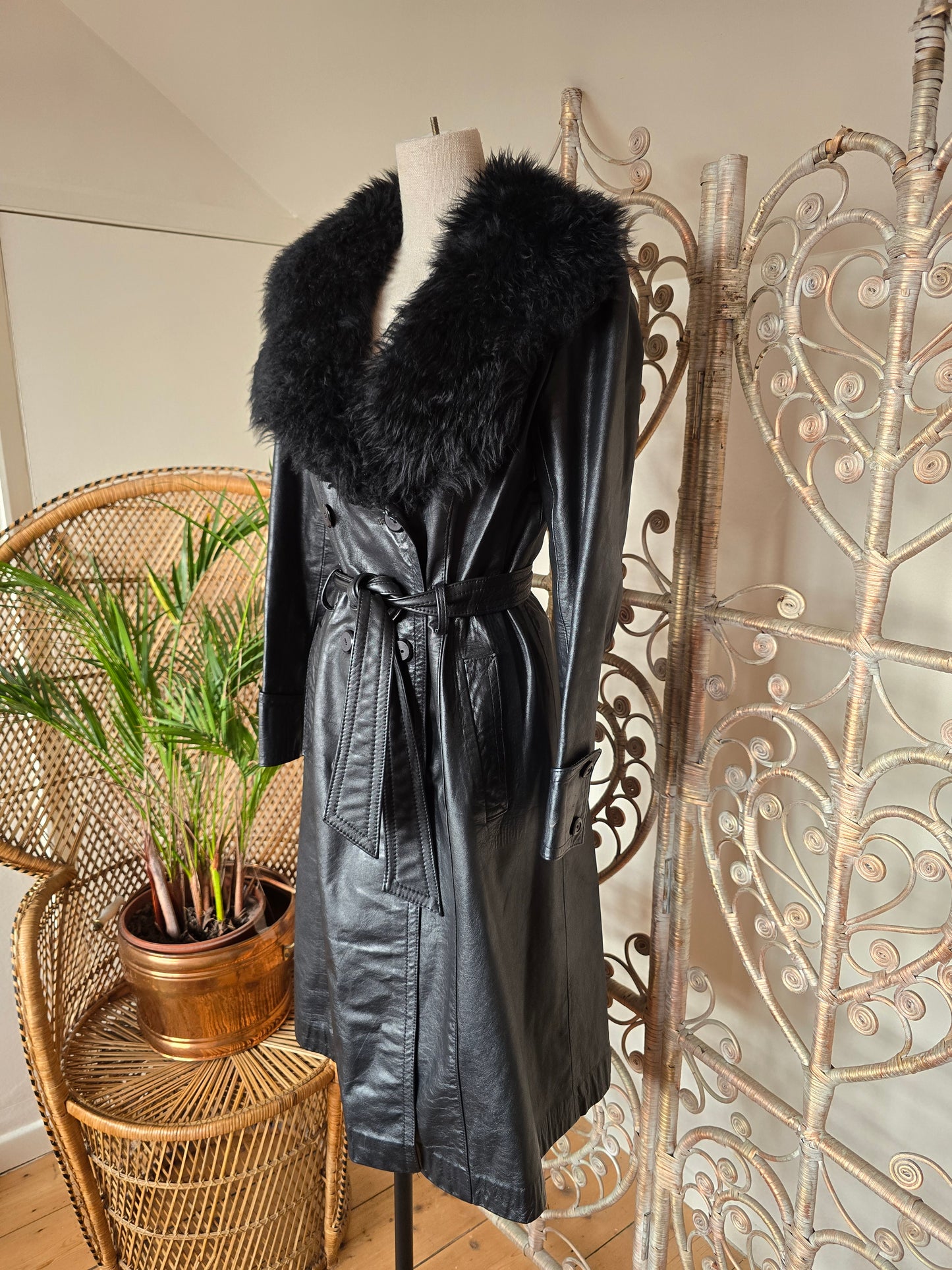 Vintage leather 70s coat
