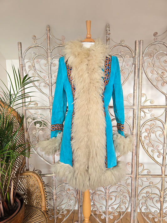 Vintage suede embroidered coat