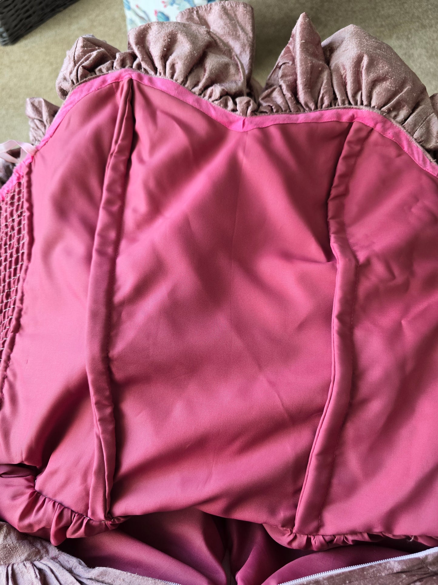 Vintage style Elizabeth Todd rose raw silk dress