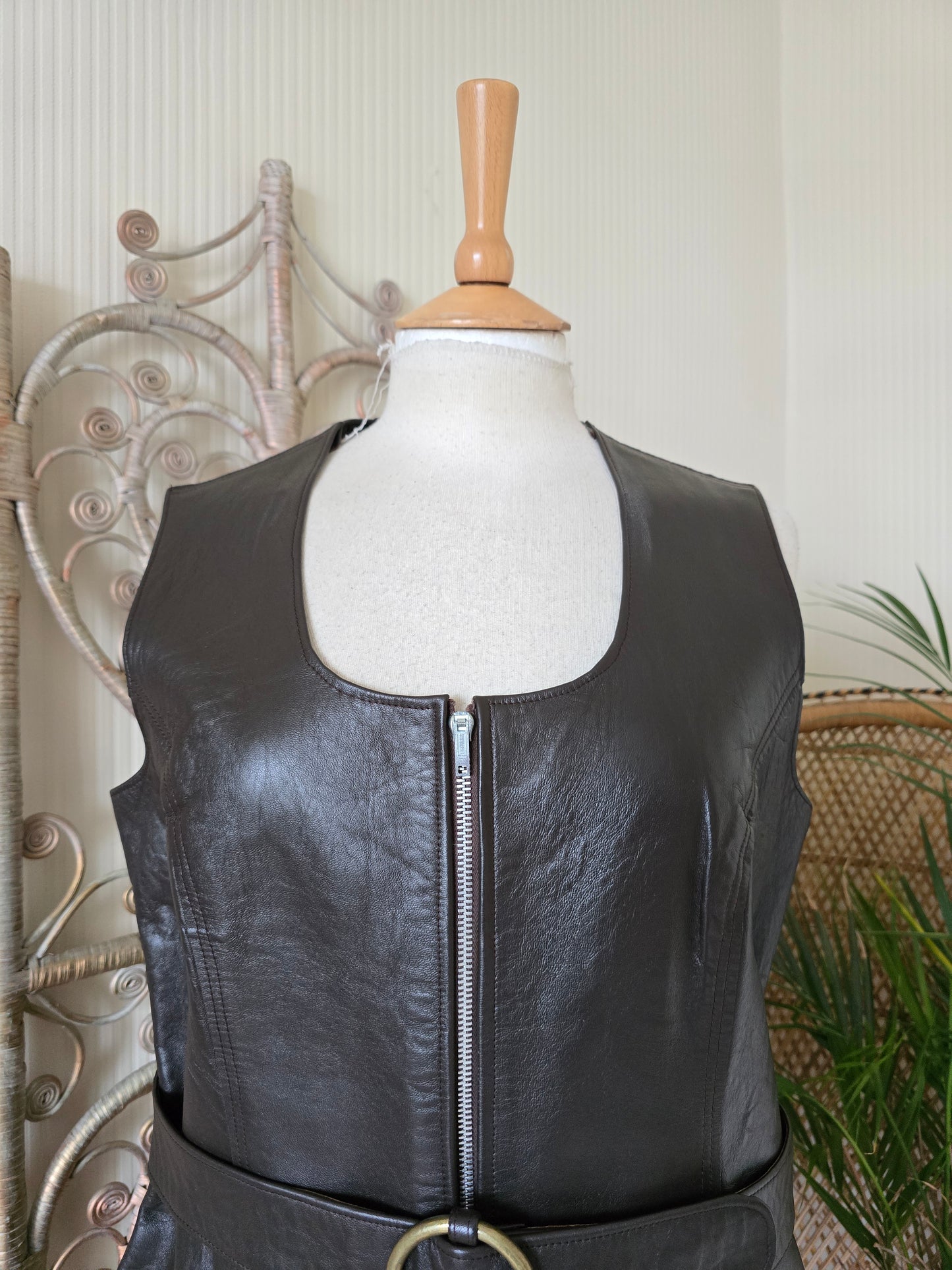 Reserved please dont buy  Vintage leather tunic waistcoat