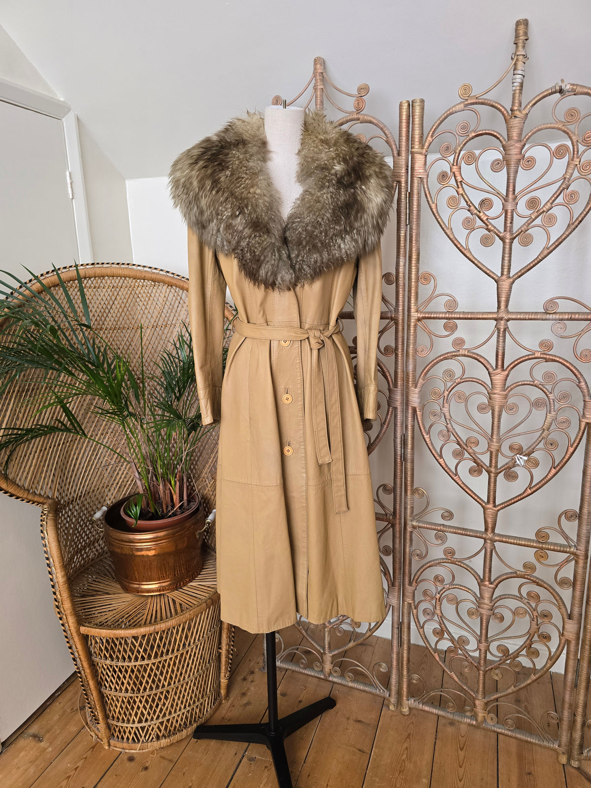Vintage leather 70s coat