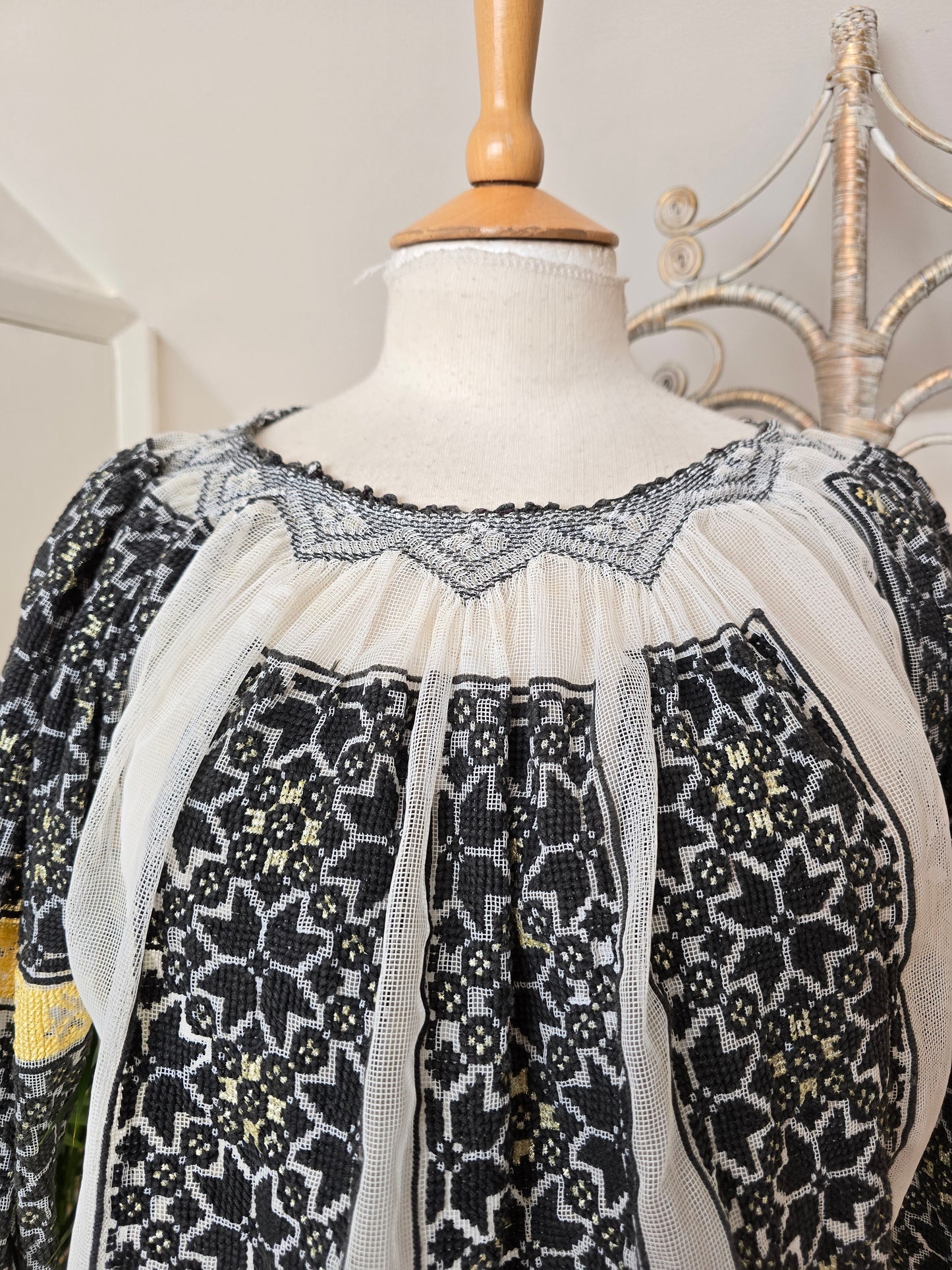 Vintage embroidered Romanian blouse