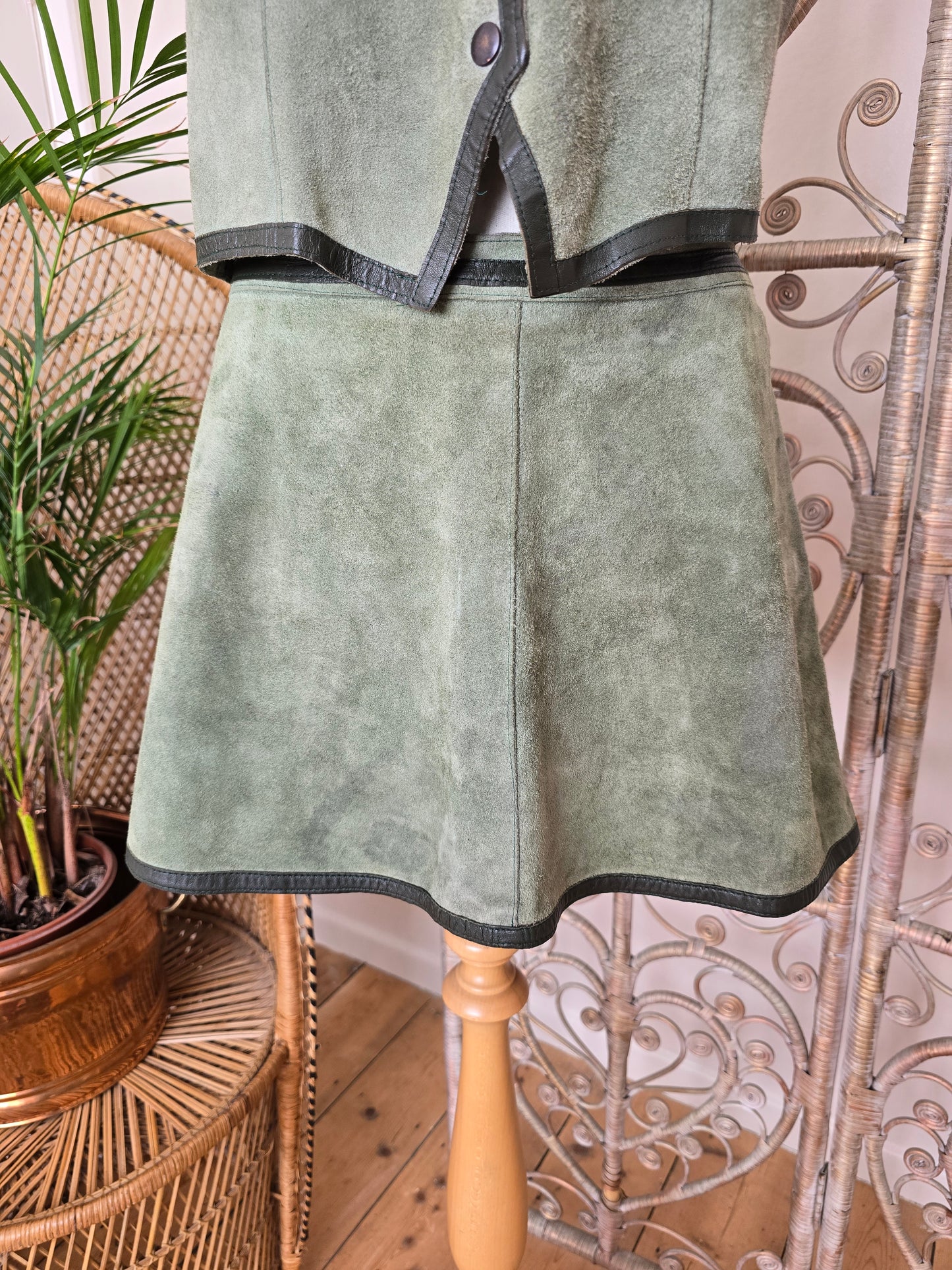 Vintage 60s suede waistcoat skirt
